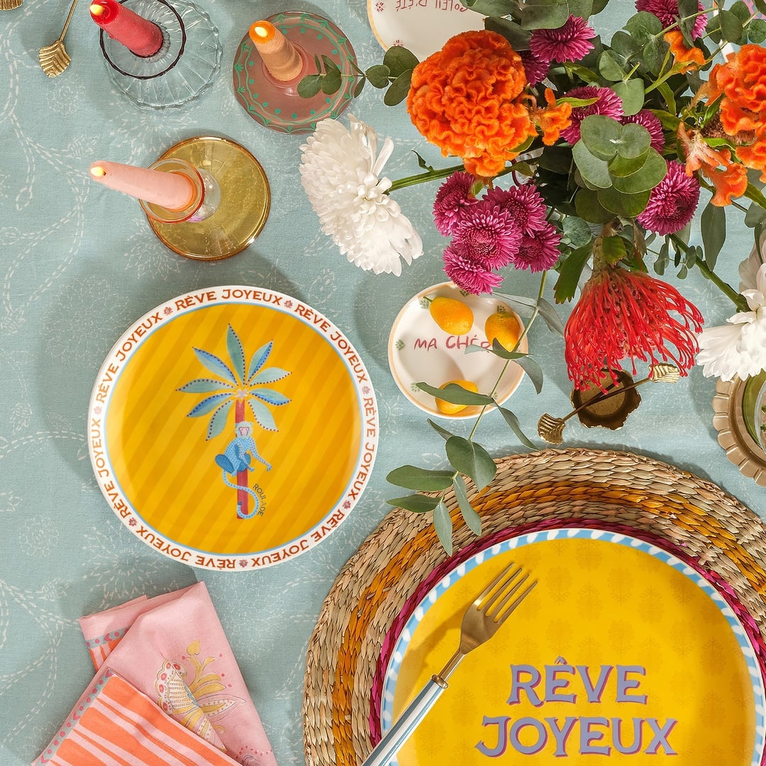 Luohu Porselen Pasta Tabağı 21 Cm Renkli