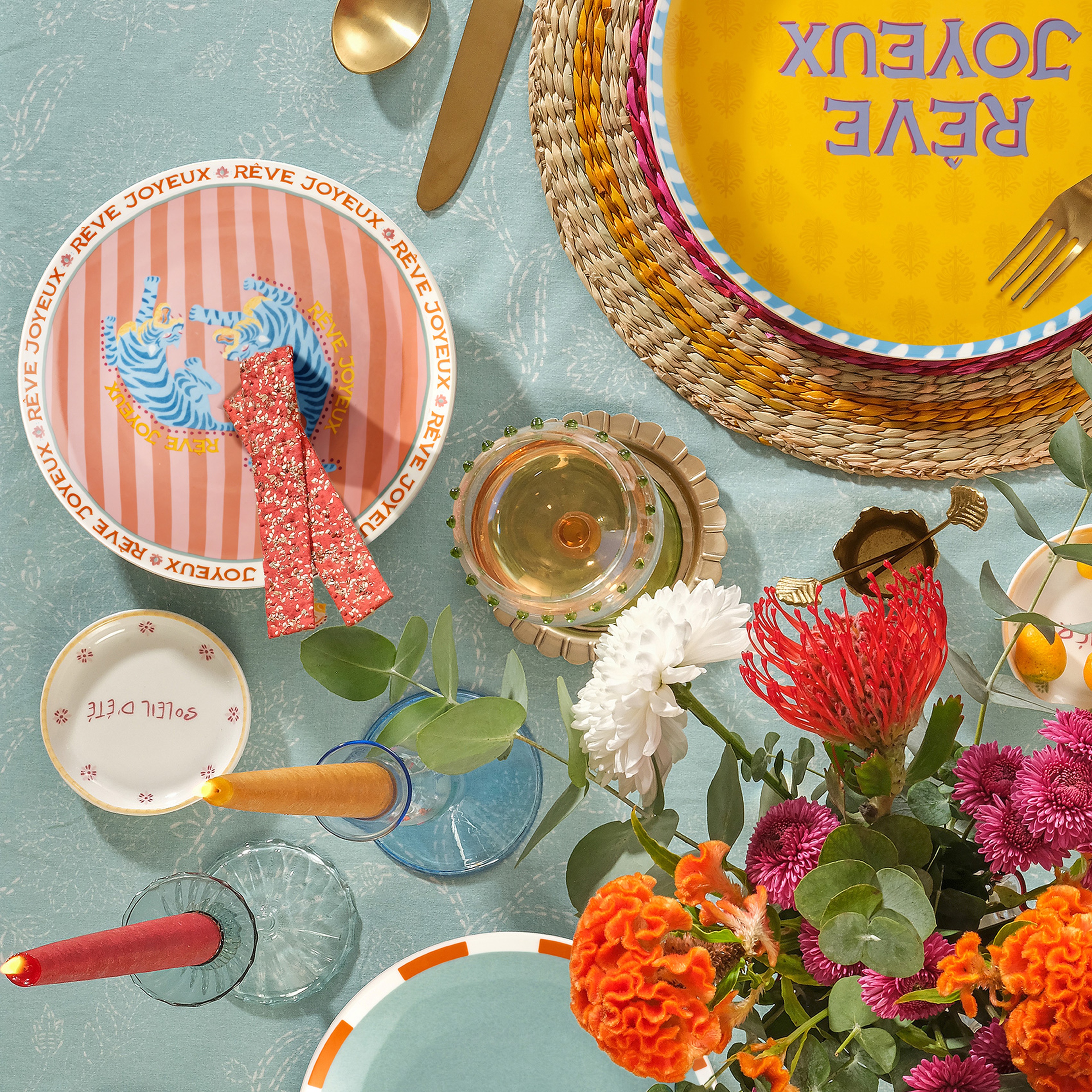 Luohu Porselen Pasta Tabağı 21 Cm Renkli