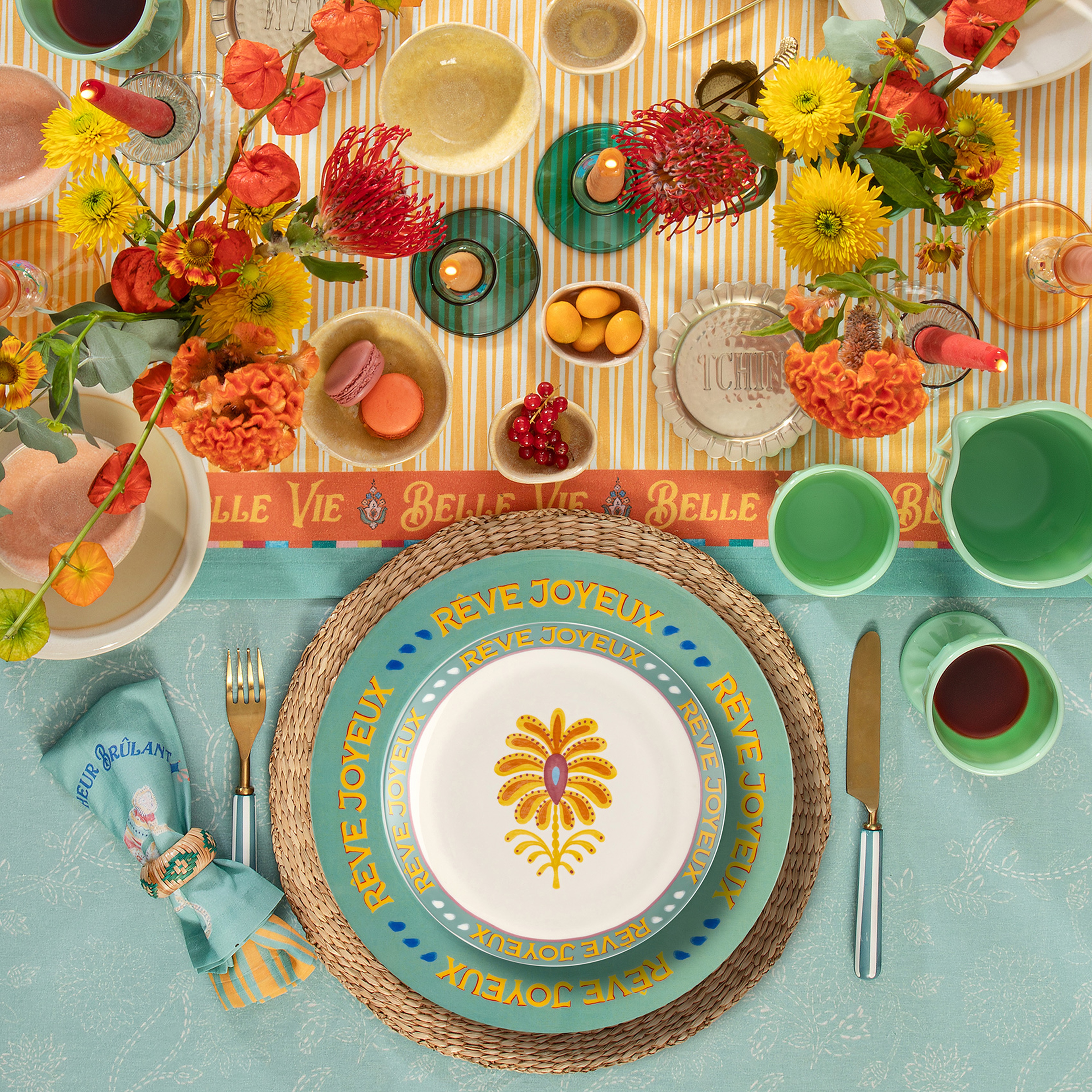 Luohu Porselen Pasta Tabağı 21 Cm Renkli