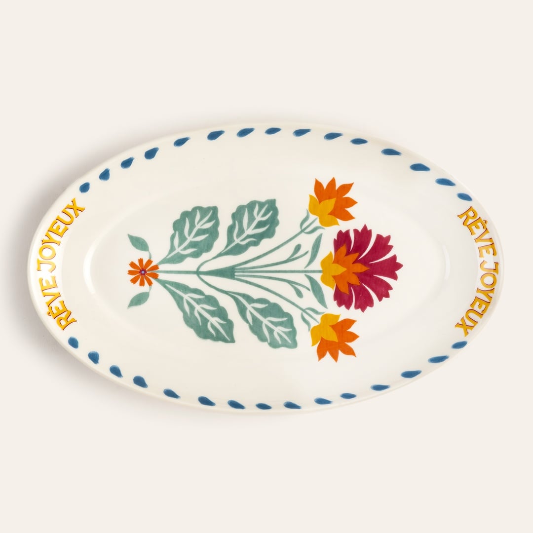 Luohu Porselen Oval Tabak 31x18 Cm Renkli