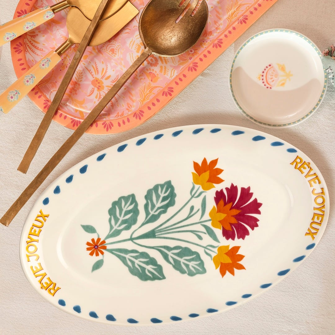 Luohu Porselen Oval Tabak 31x18 Cm Renkli