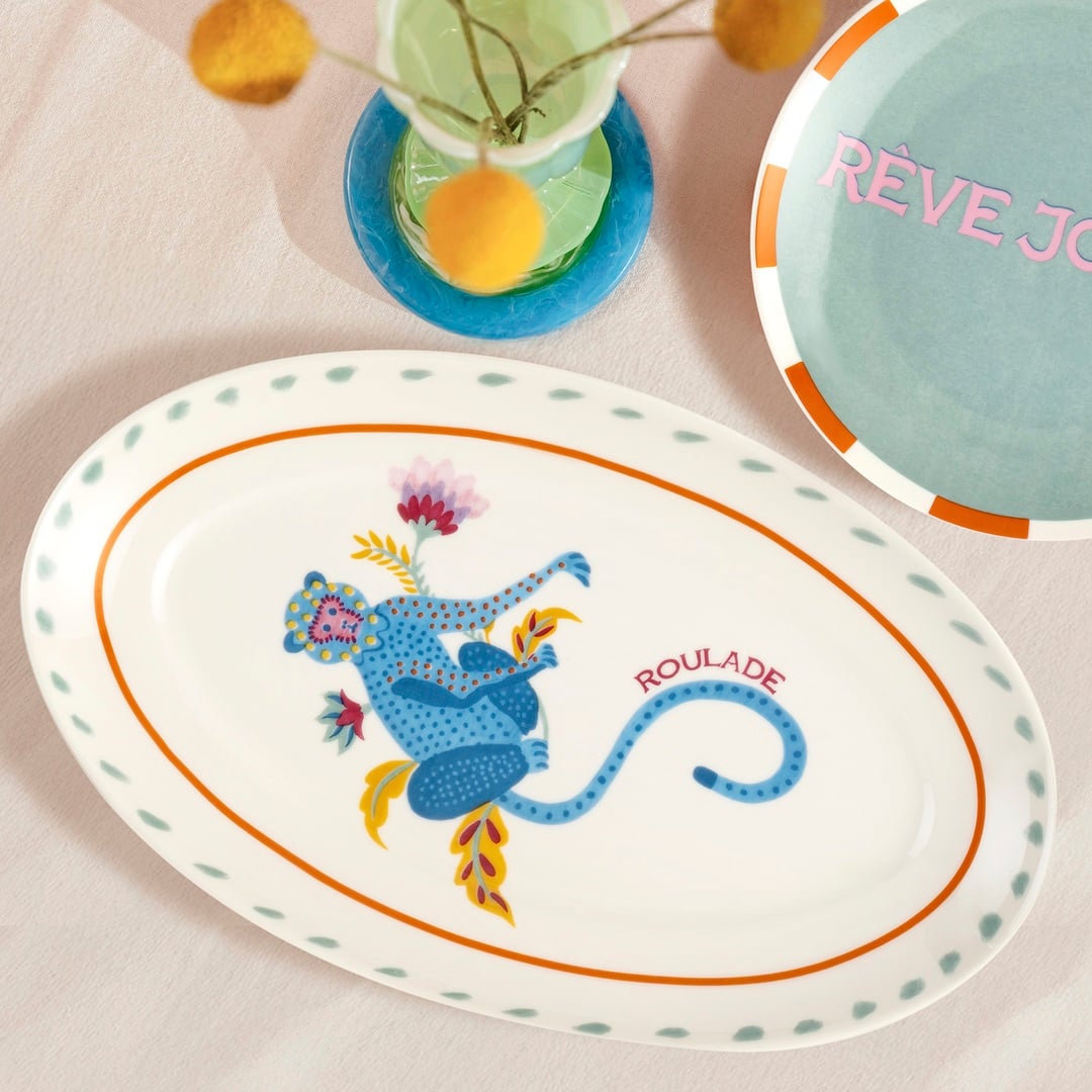 Luohu Porselen Oval Tabak 25x15 Cm Renkli