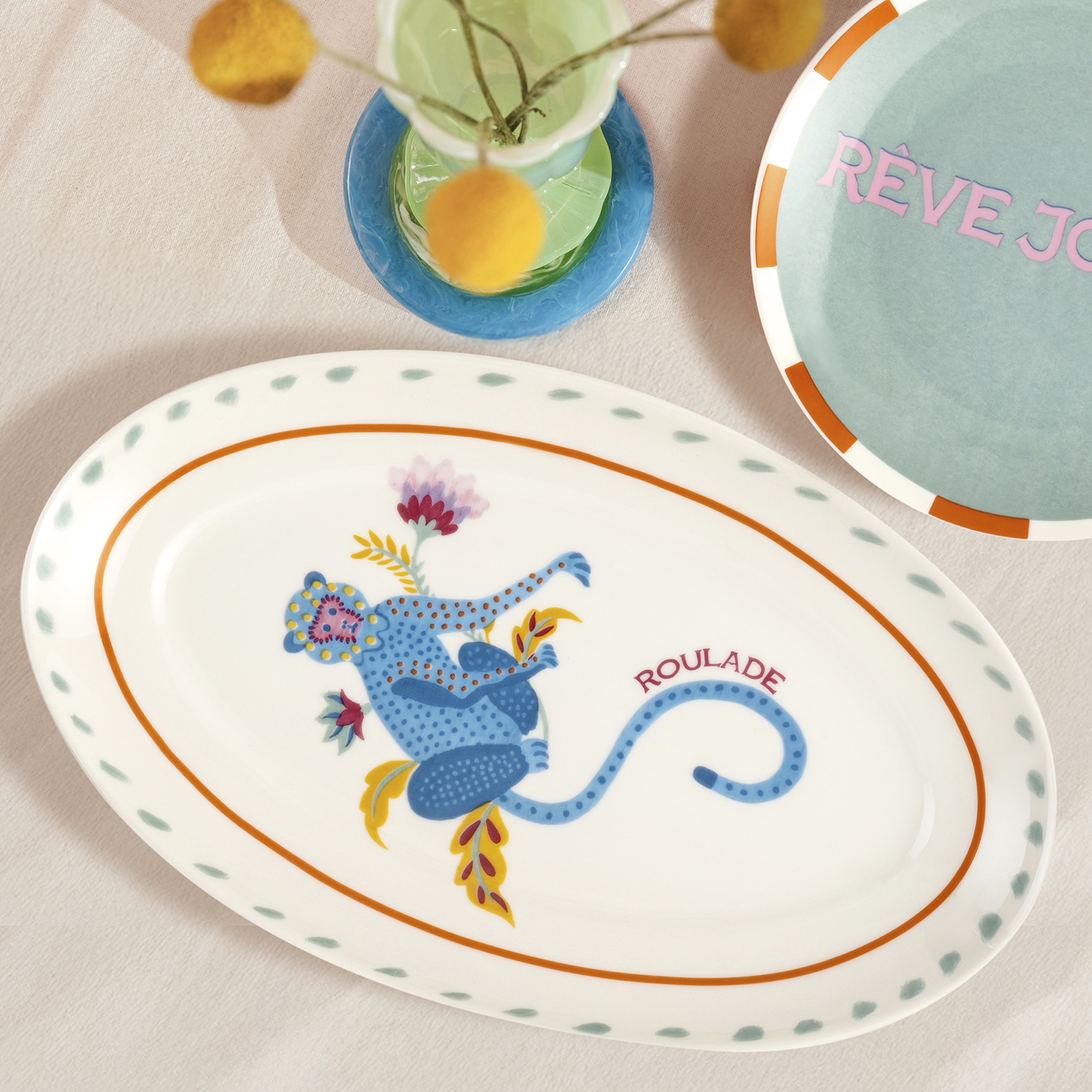 Luohu Porselen Oval Tabak 25x15 Cm Renkli