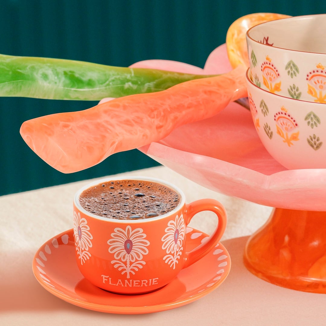 Luohu Porselen Kahve Seti 90 Ml Turuncu