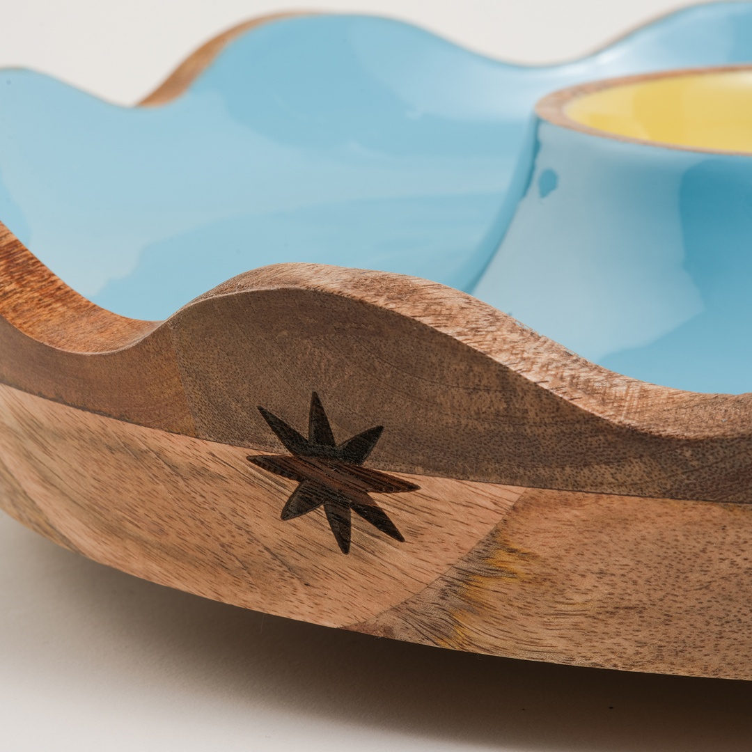 Lakrı Mango Ağacı Sunum Kasesi 37x37x8 Cm Mavi