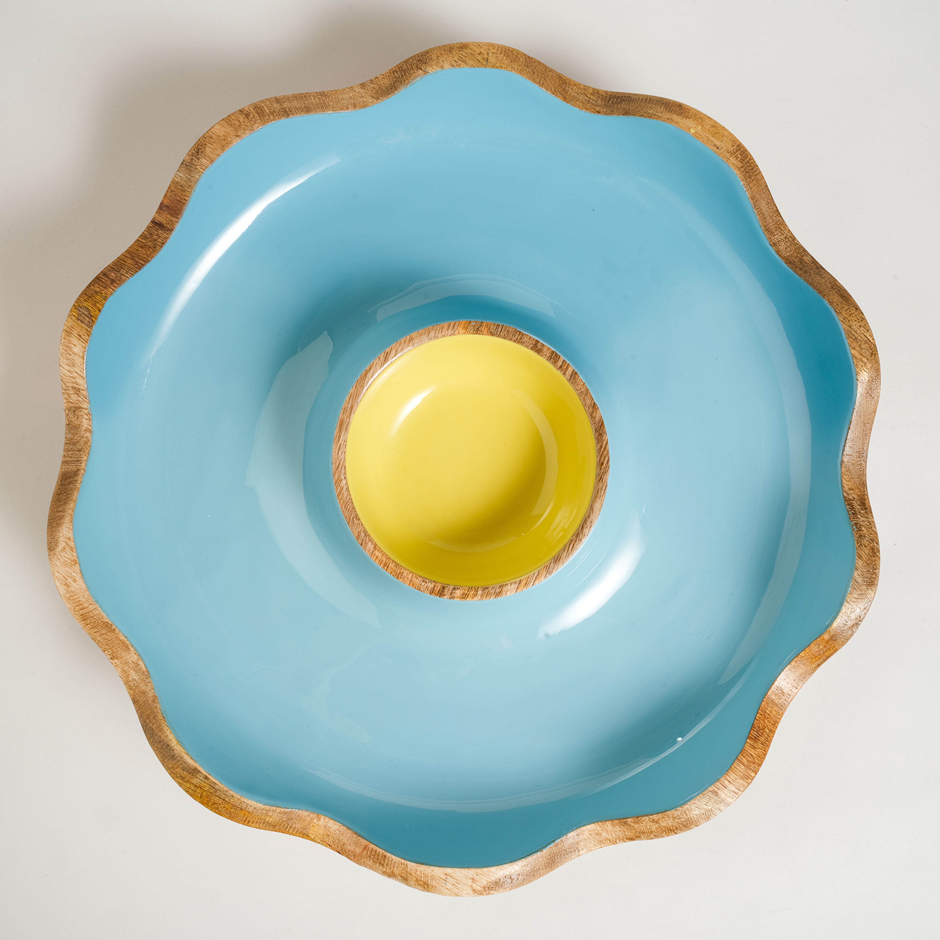 Lakrı Mango Ağacı Sunum Kasesi 37x37x8 Cm Mavi