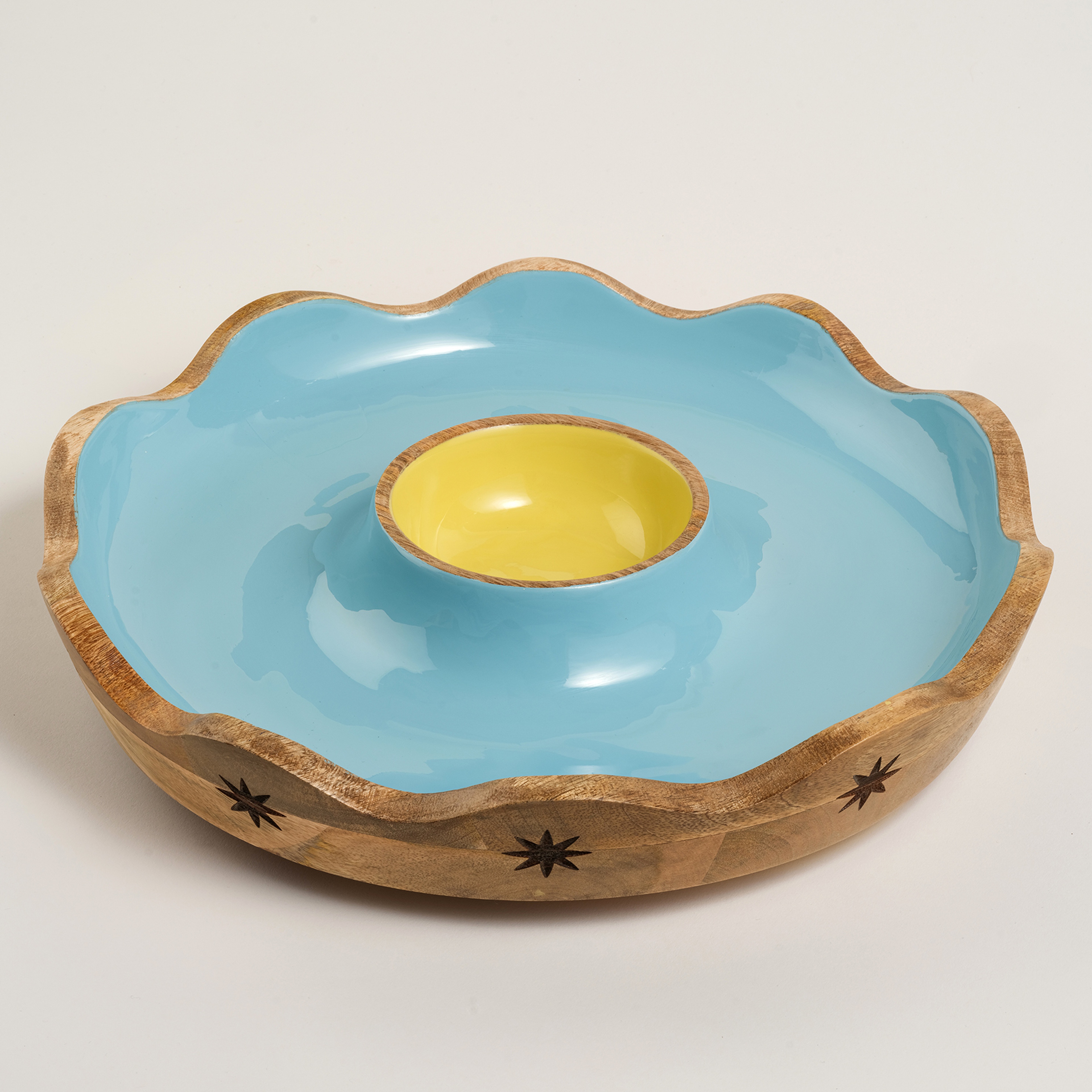 Lakrı Mango Ağacı Sunum Kasesi 37x37x8 Cm Mavi