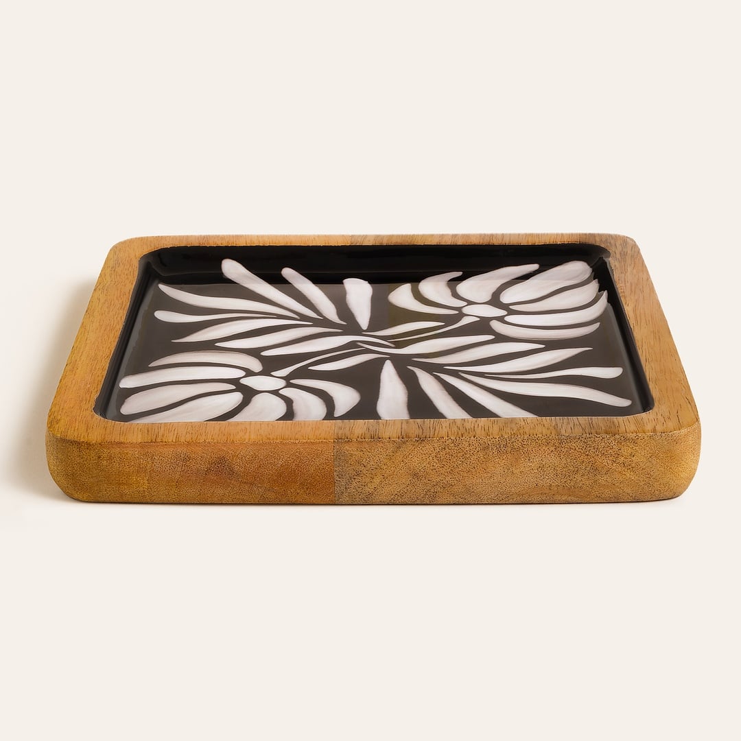 Lakrı Mango Ağacı Tepsi 20x20x2.5 Cm Siyah