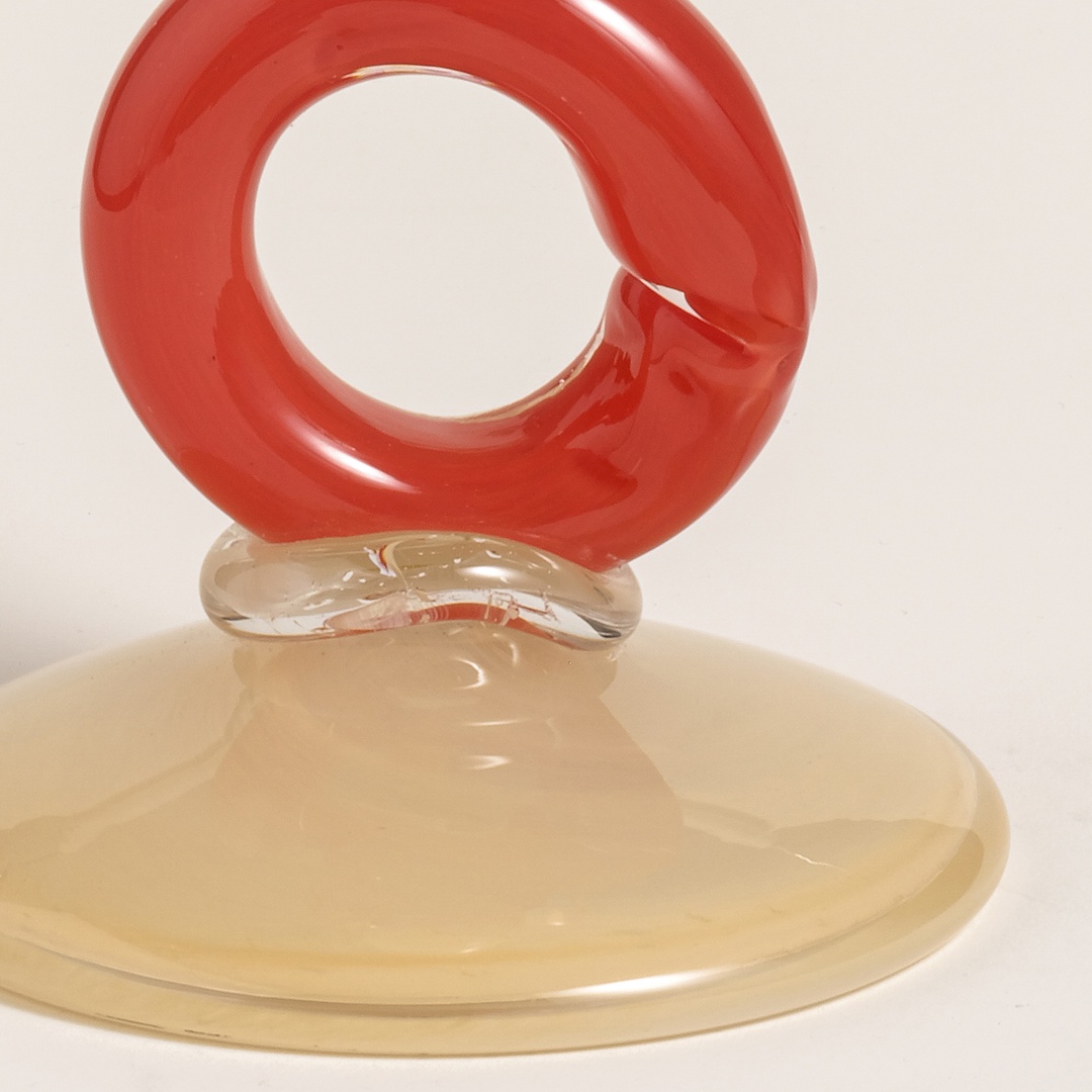 Baıta El Üretimi Cam Şamdan 12x12x24 Cm Turuncu