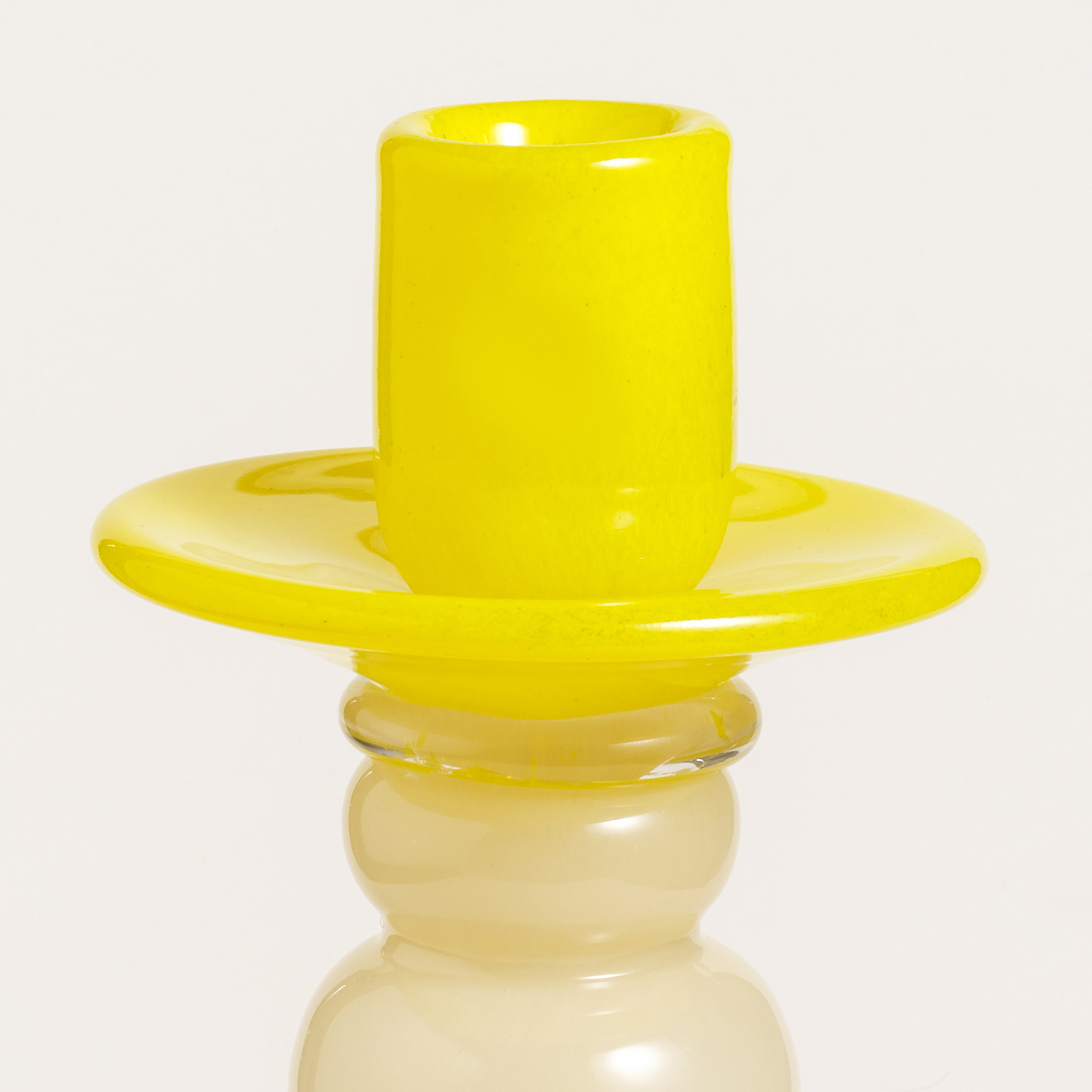 Baıta El Üretimi Cam Şamdan 12x12x34.5 Cm Sarı