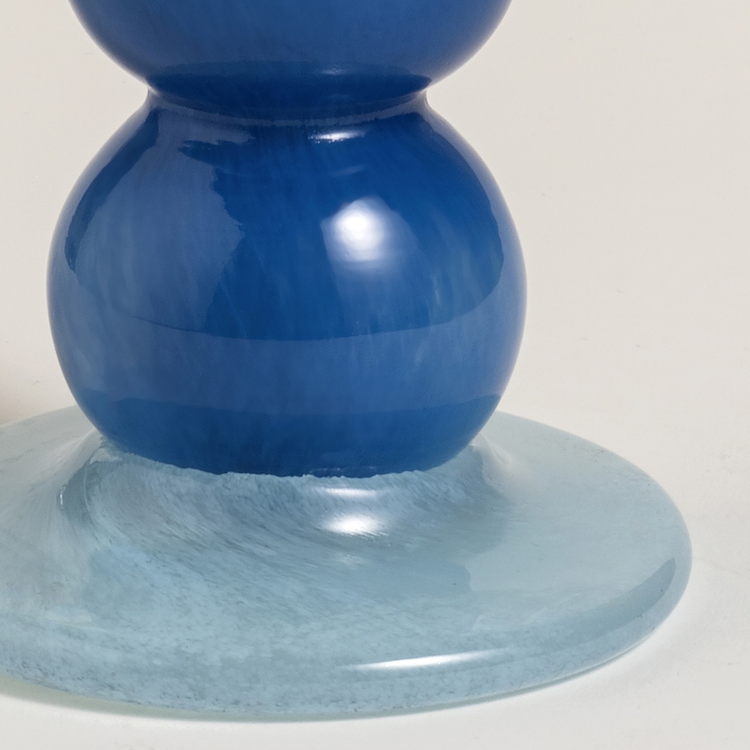 Baıta El Üretimi Cam Şamdan 10.5x10.5x24 Cm Mavi - Lacıvert