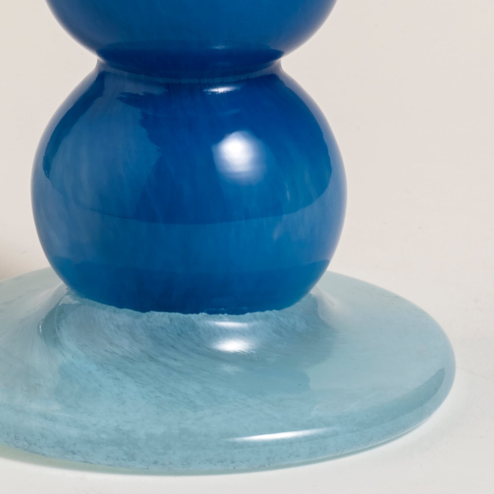 Baıta El Üretimi Cam Şamdan 10.5x10.5x24 Cm Mavi - Lacıvert