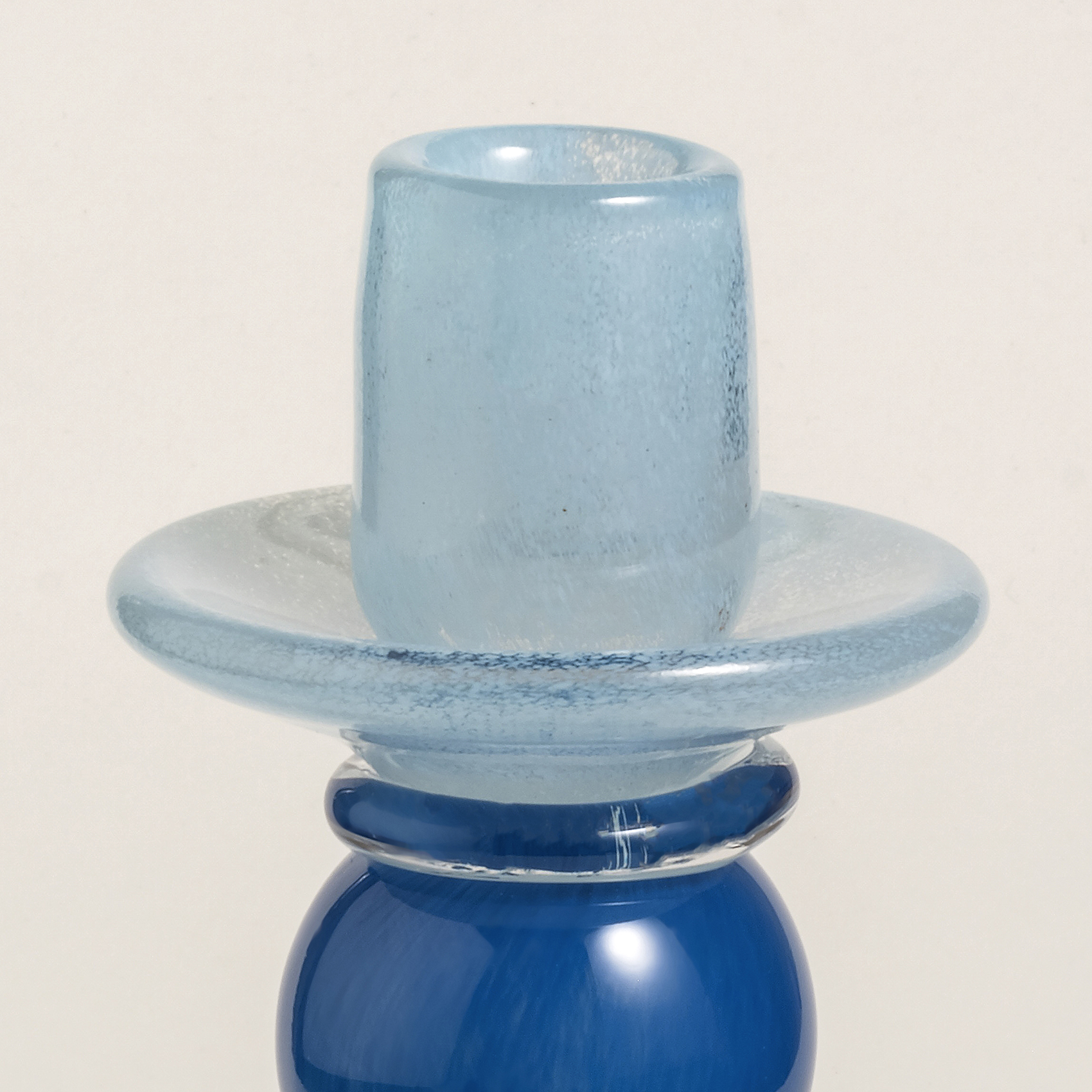 Baıta El Üretimi Cam Şamdan 10.5x10.5x24 Cm Mavi - Lacıvert