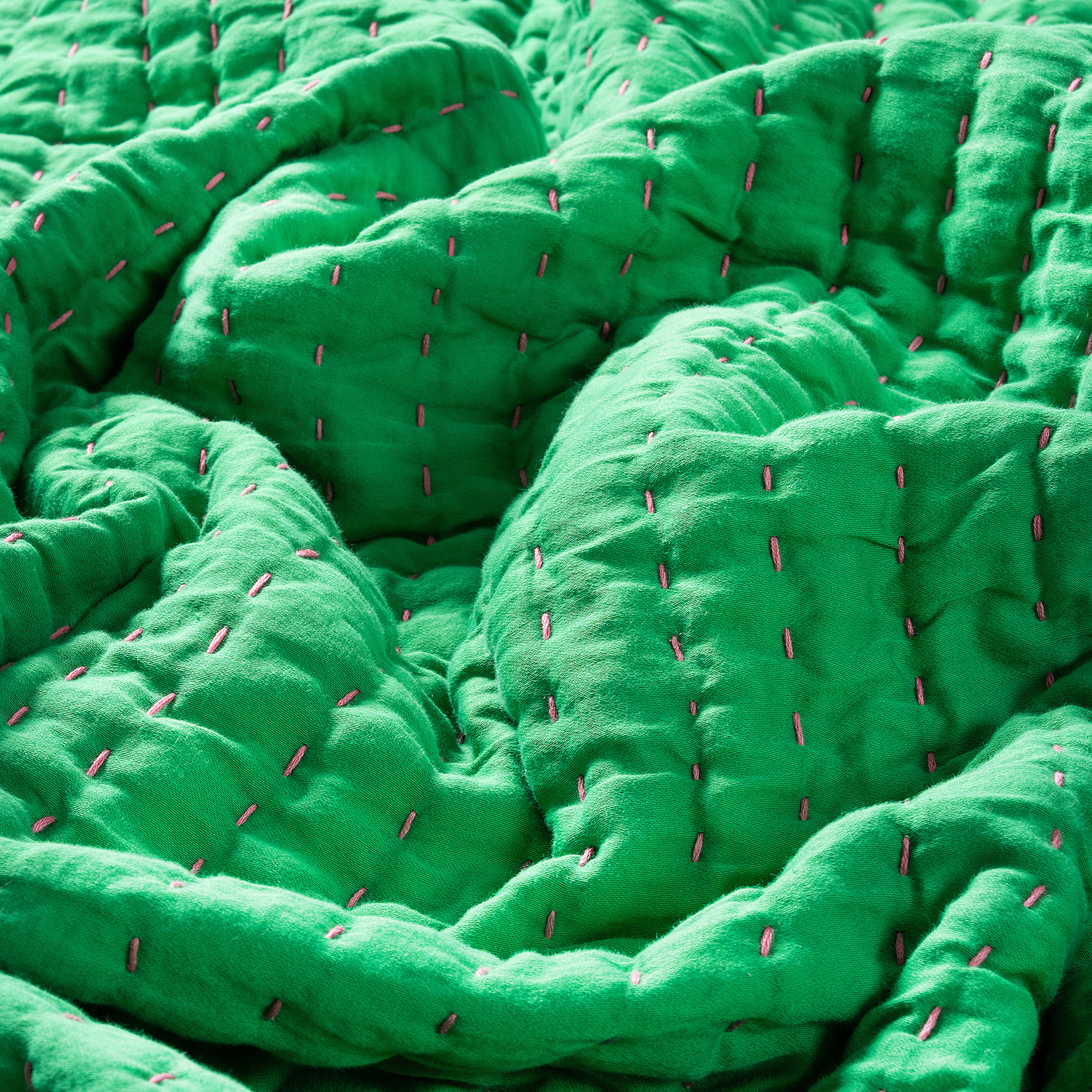 Okhla Yeşil - Mavi Kıng Sıze Pamuk Saten Yatak Örtüsü Seti