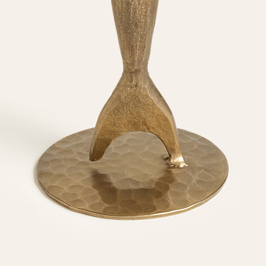 Lotus Demir Şamdan 9x9x24 Cm Antik Pirinç