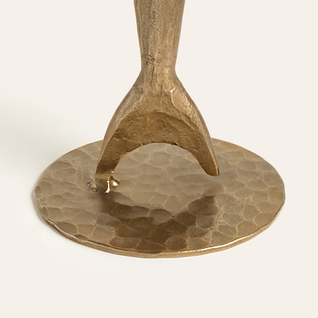 Lotus Demir Şamdan 9x9x27 Cm Antik Pirinç