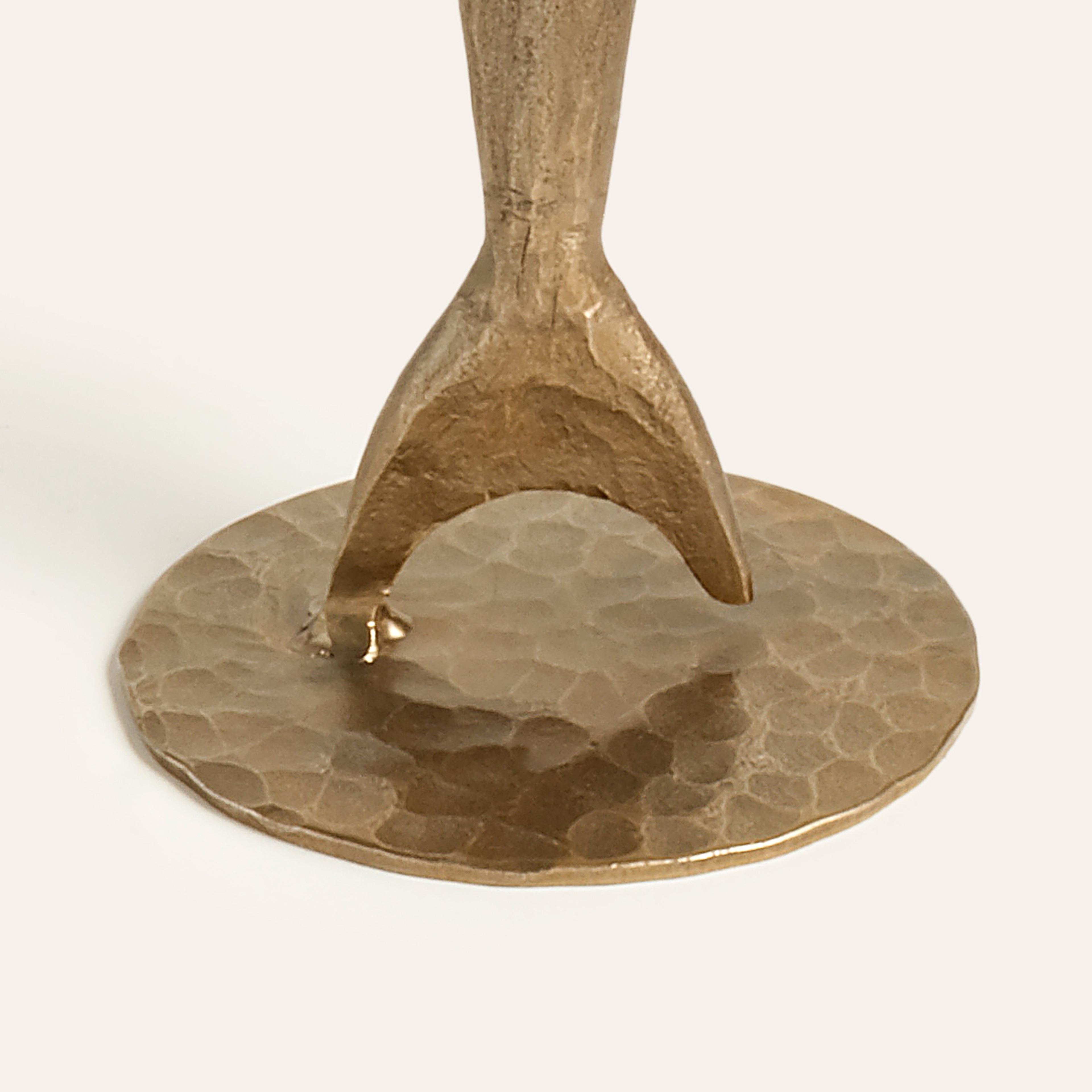 Lotus Demir Şamdan 9x9x27 Cm Antik Pirinç