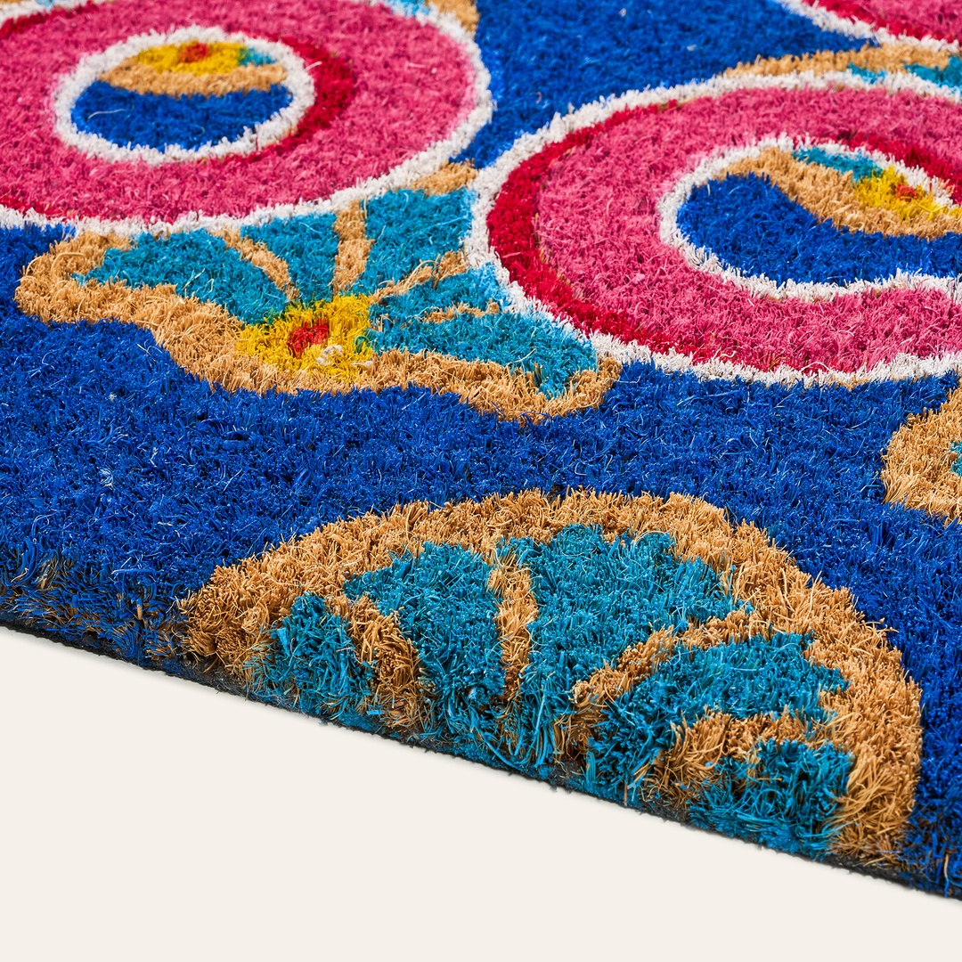 Kerala Coır Kapı Önü Paspası 45x75 Cm Mavi