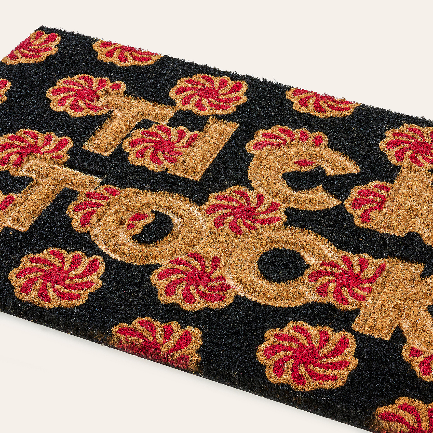 Kerala Coır Kapı Önü Paspası 45x75 Cm Siyah-kırmızı