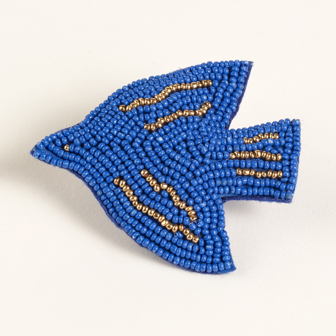 Dadrı Broş 6x7 Cm Mavi - Sarı