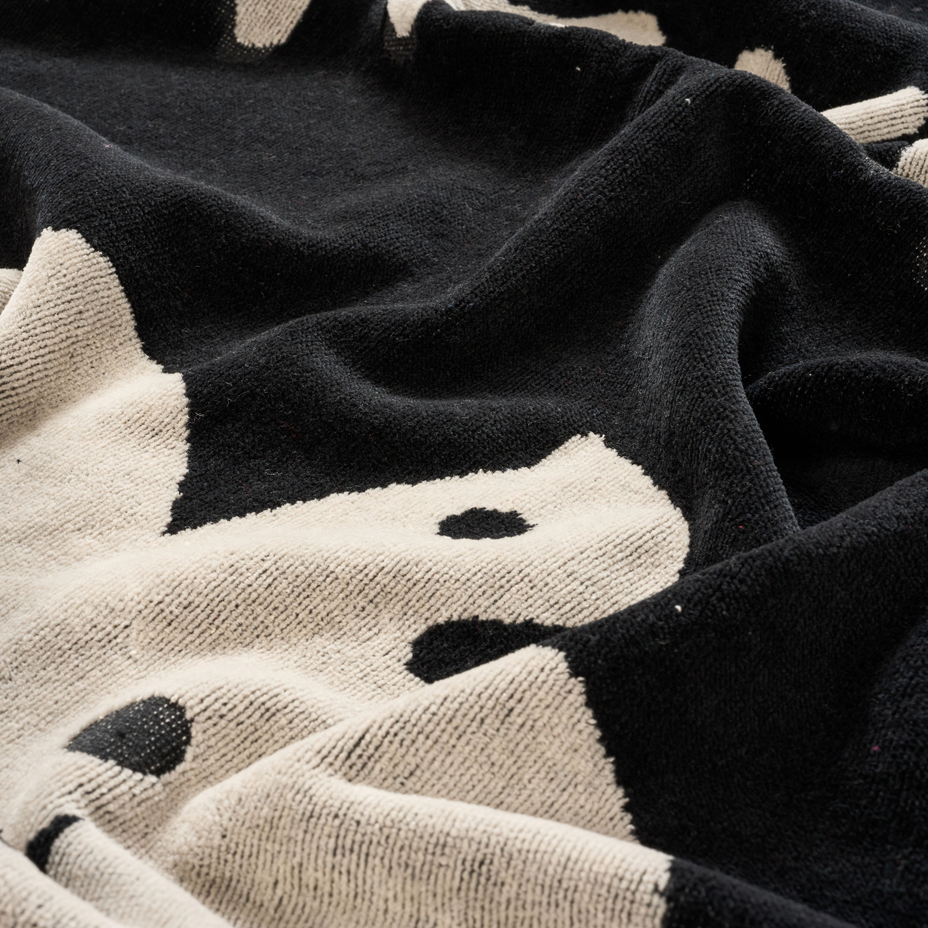 Tabea Pamuk Kadife Plaj Havlusu 90x150 Cm Siyah