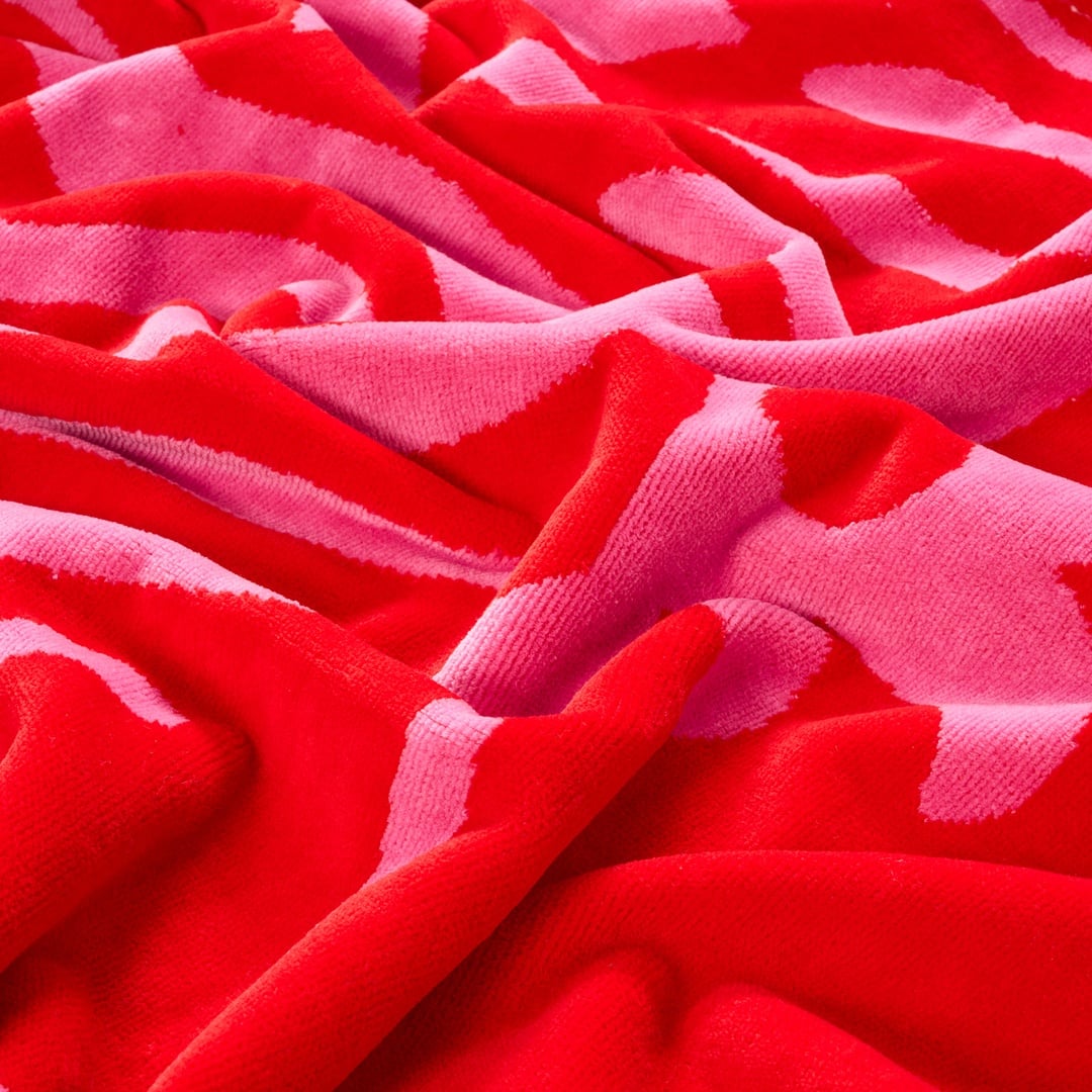 Tabea Pamuk Kadife Plaj Havlusu 90x150 Cm Pembe - Kırmızı