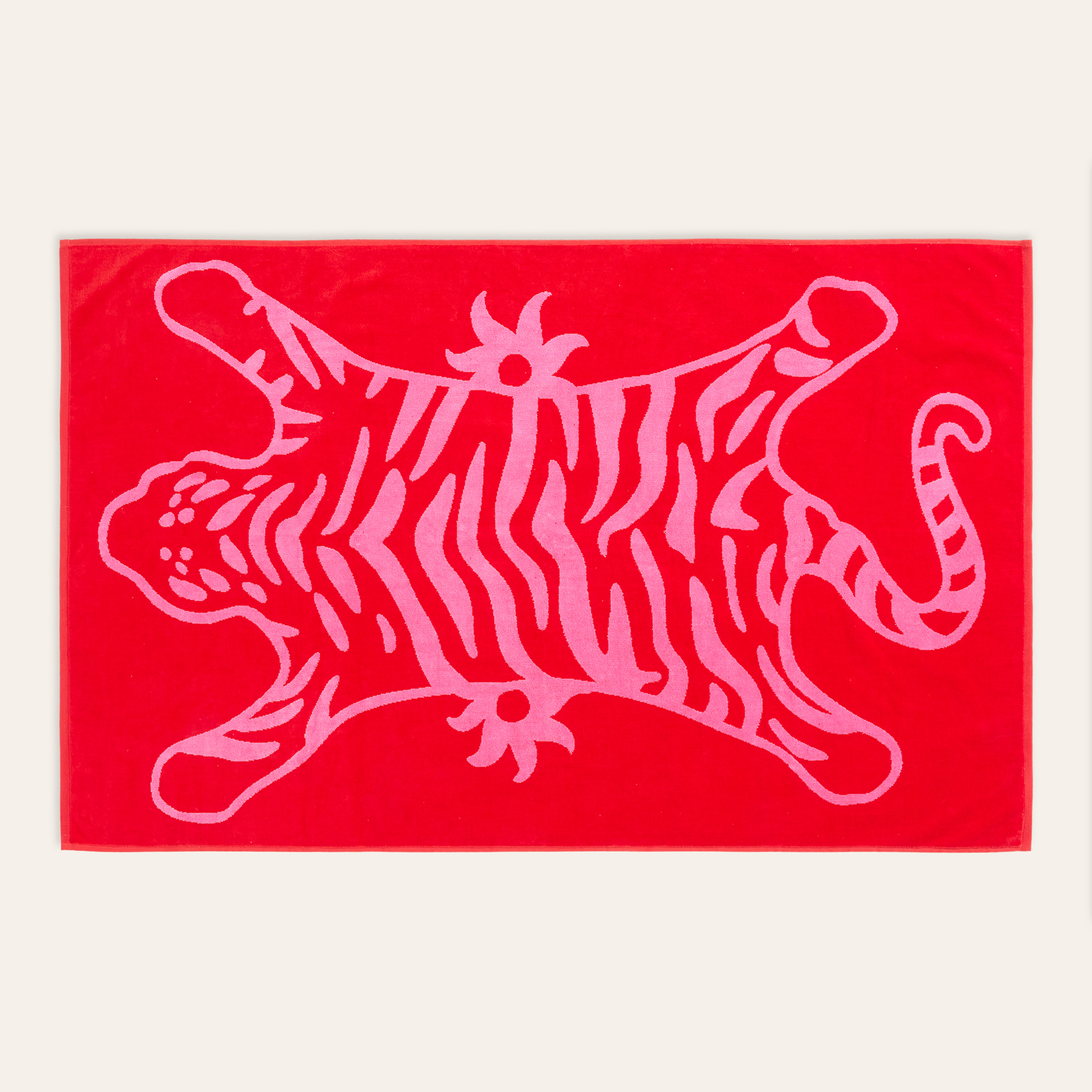 Tabea Pamuk Kadife Plaj Havlusu 90x150 Cm Pembe - Kırmızı