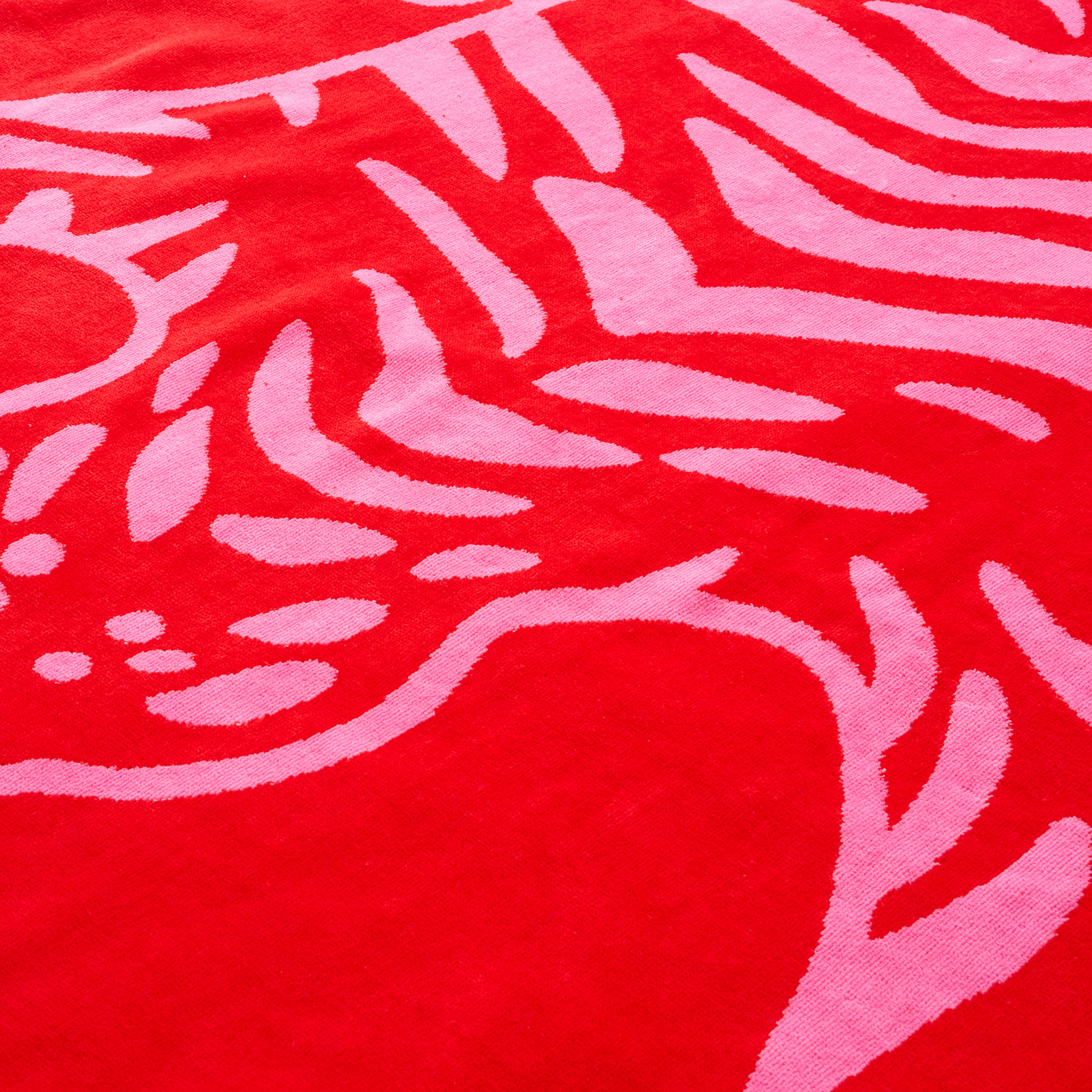 Tabea Pamuk Kadife Plaj Havlusu 90x150 Cm Pembe - Kırmızı