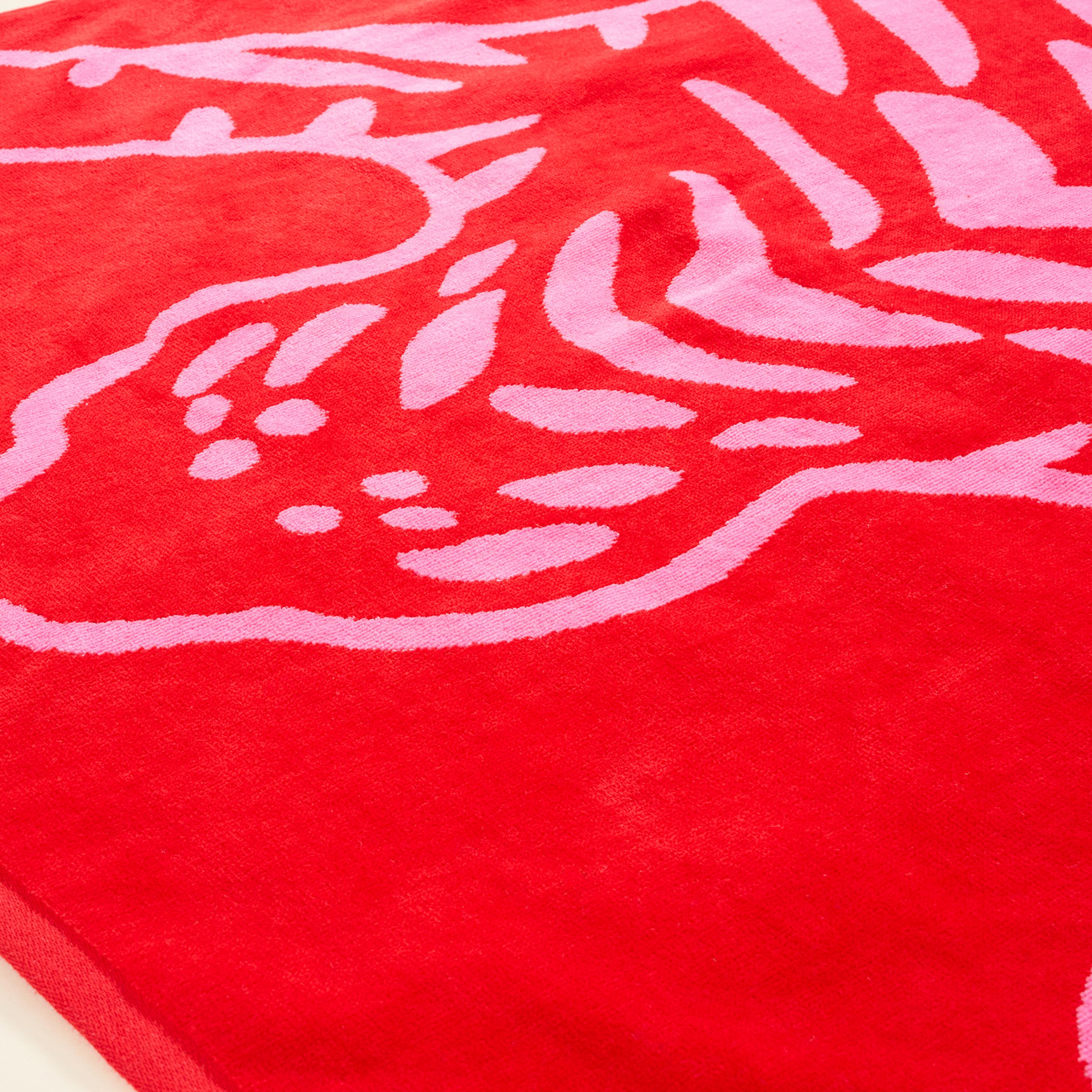 Tabea Pamuk Kadife Plaj Havlusu 90x150 Cm Pembe - Kırmızı