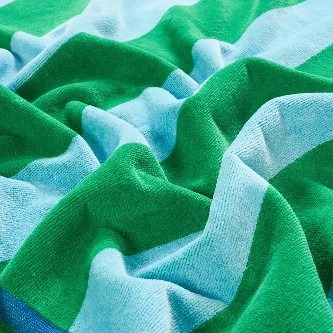 Tabea Pamuk Kadife Plaj Havlusu 90x150 Cm Yeşil - Mavi