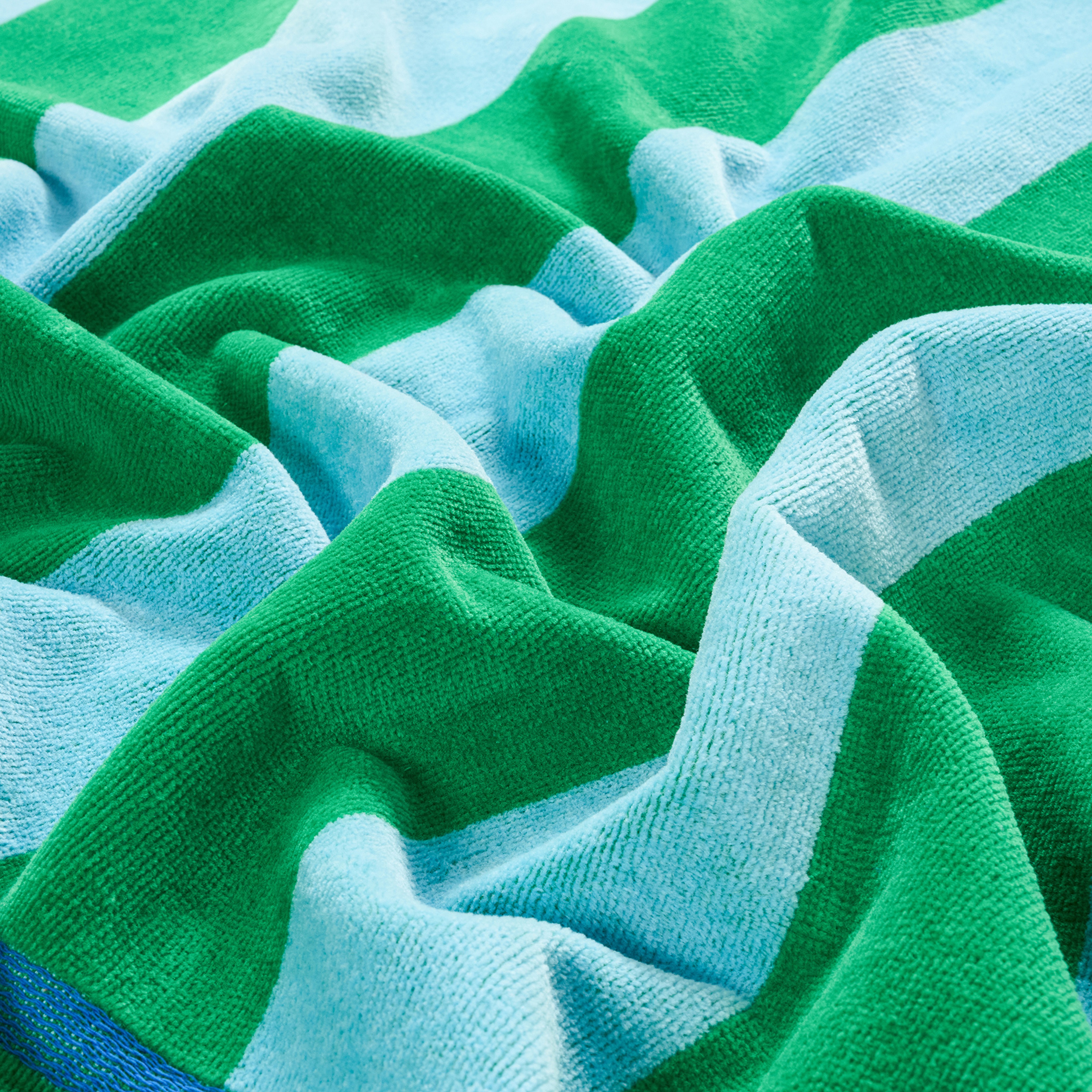 Tabea Pamuk Kadife Plaj Havlusu 90x150 Cm Yeşil - Mavi