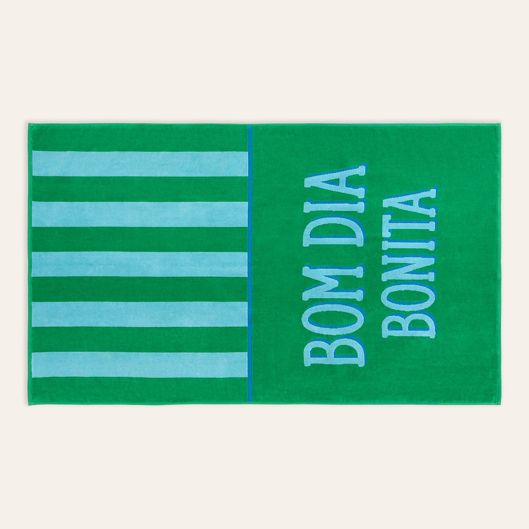Tabea Pamuk Kadife Plaj Havlusu 90x150 Cm Yeşil - Mavi