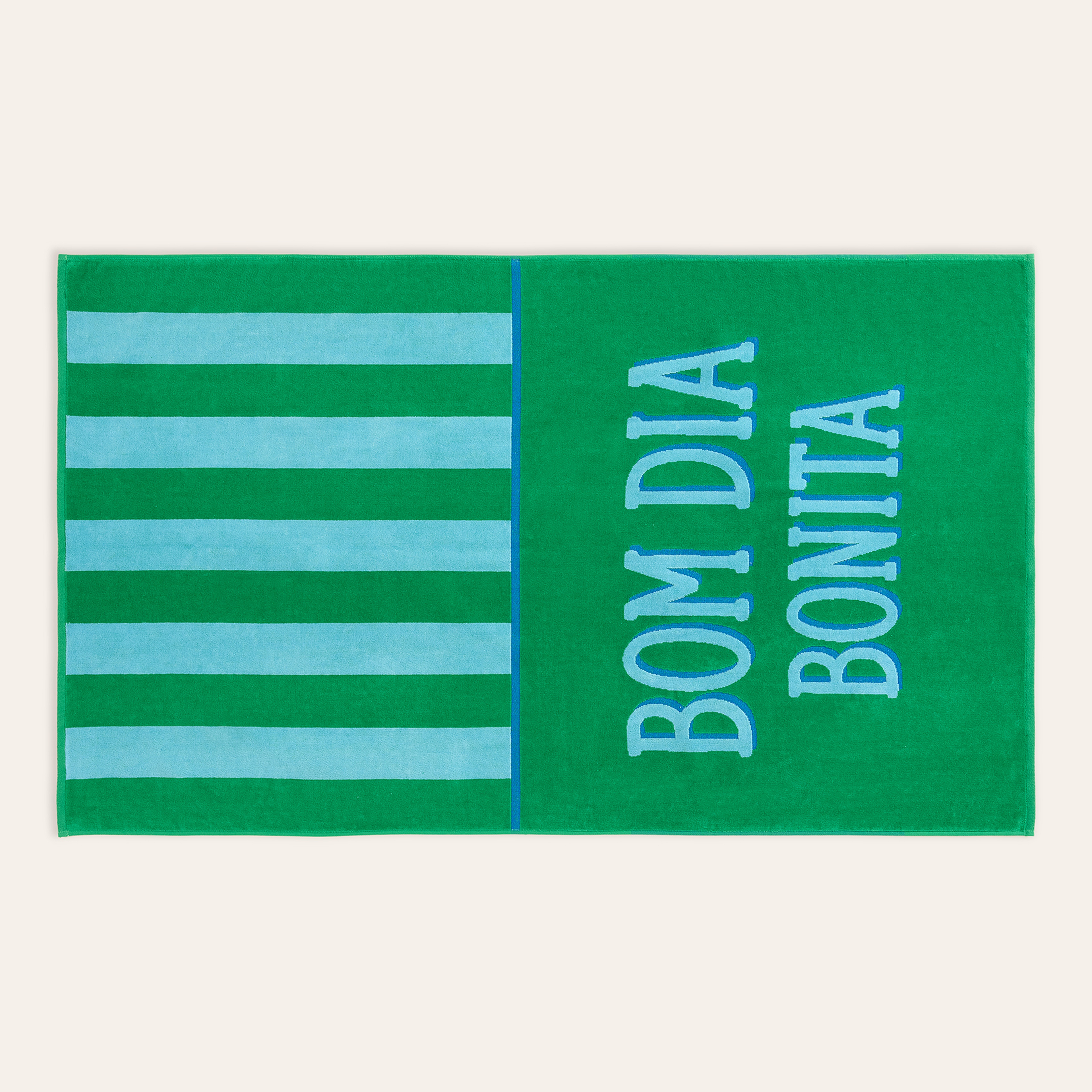 Tabea Pamuk Kadife Plaj Havlusu 90x150 Cm Yeşil - Mavi
