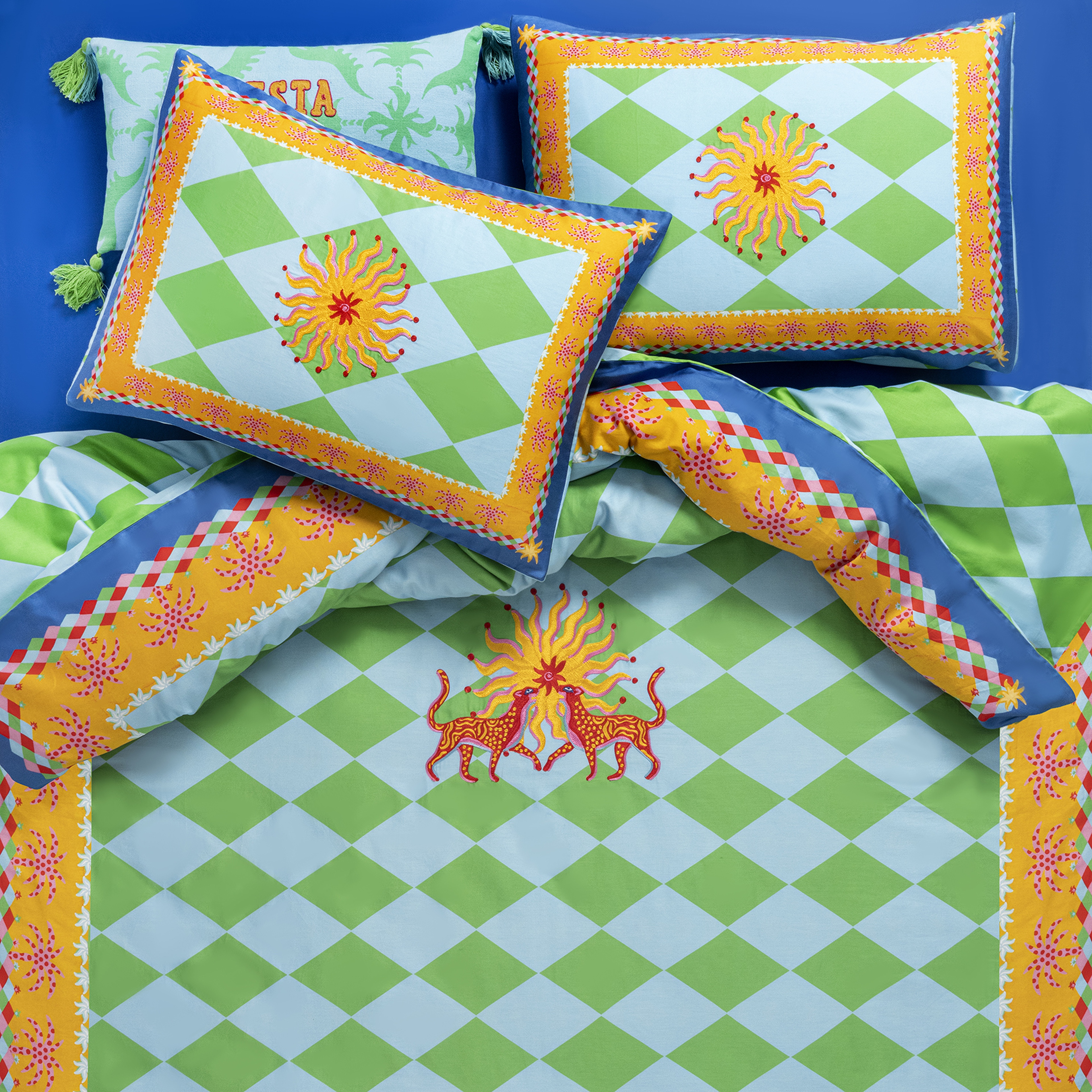 Lahor Yeşil Pamuk Saten Nevresim Seti