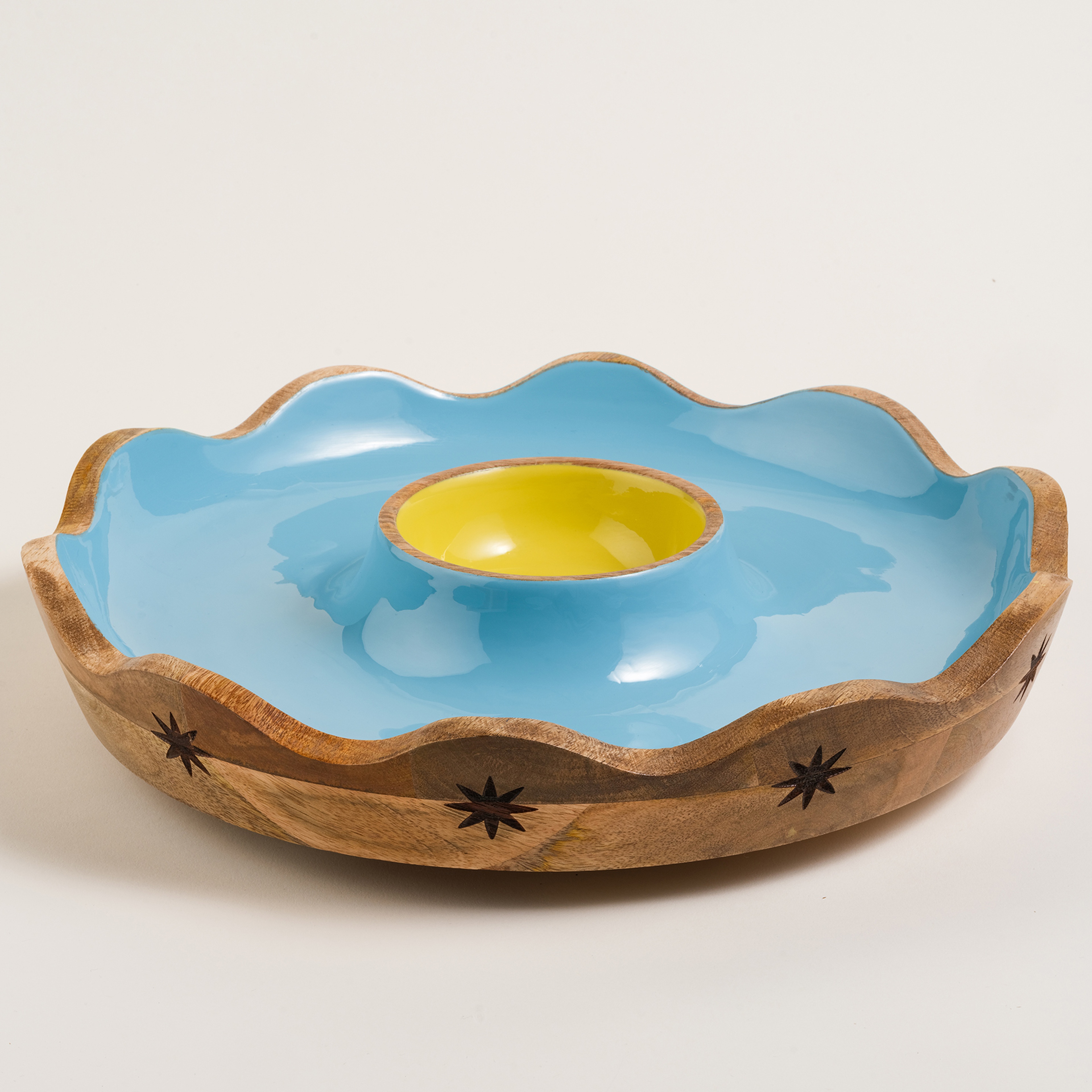 Lakrı Mango Ağacı Sunum Kasesi 37x37x8 Cm Mavi