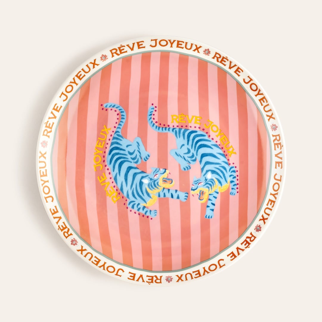 Luohu Porselen Pasta Tabağı 21 Cm Renkli