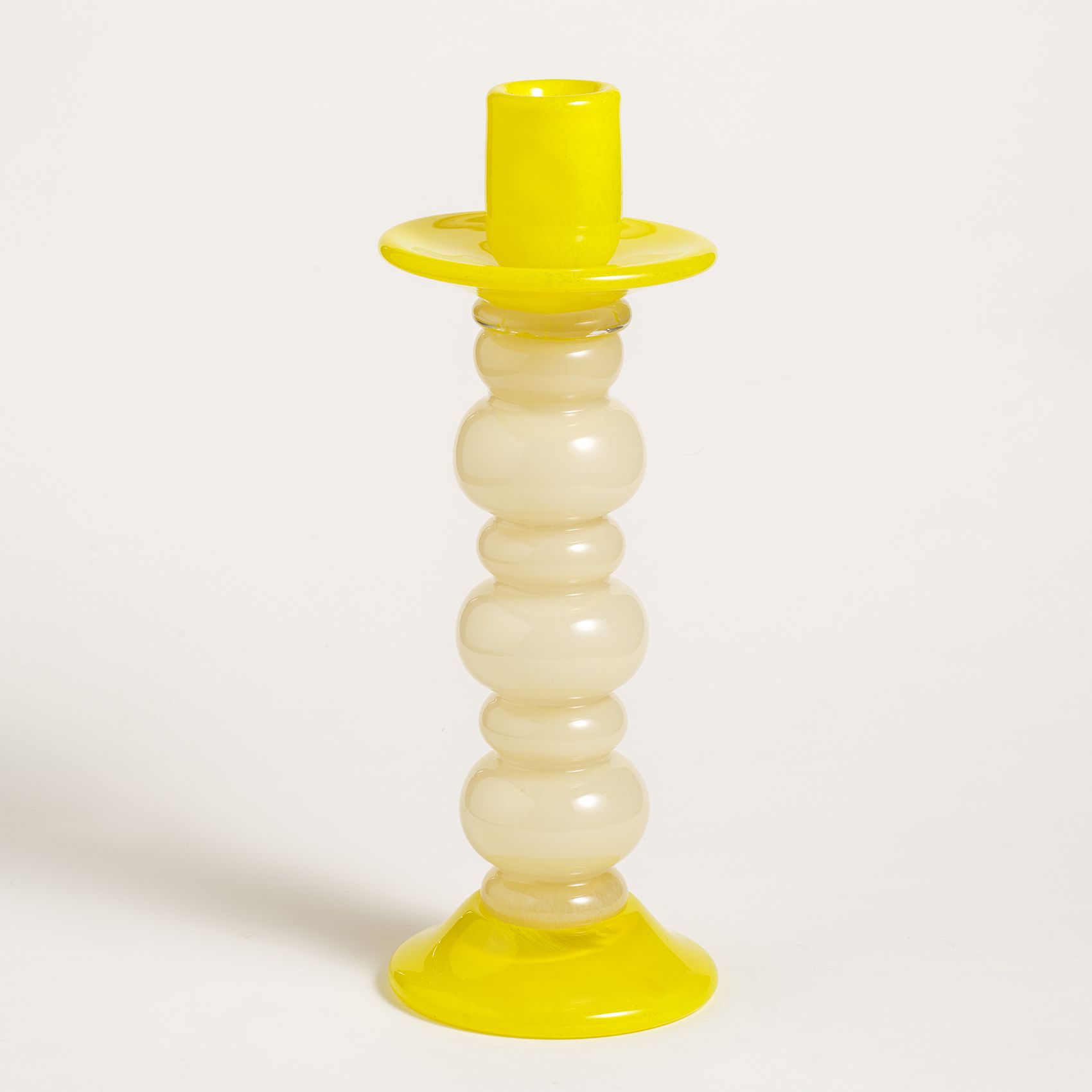 Baıta El Üretimi Cam Şamdan 12x12x34.5 Cm Sarı