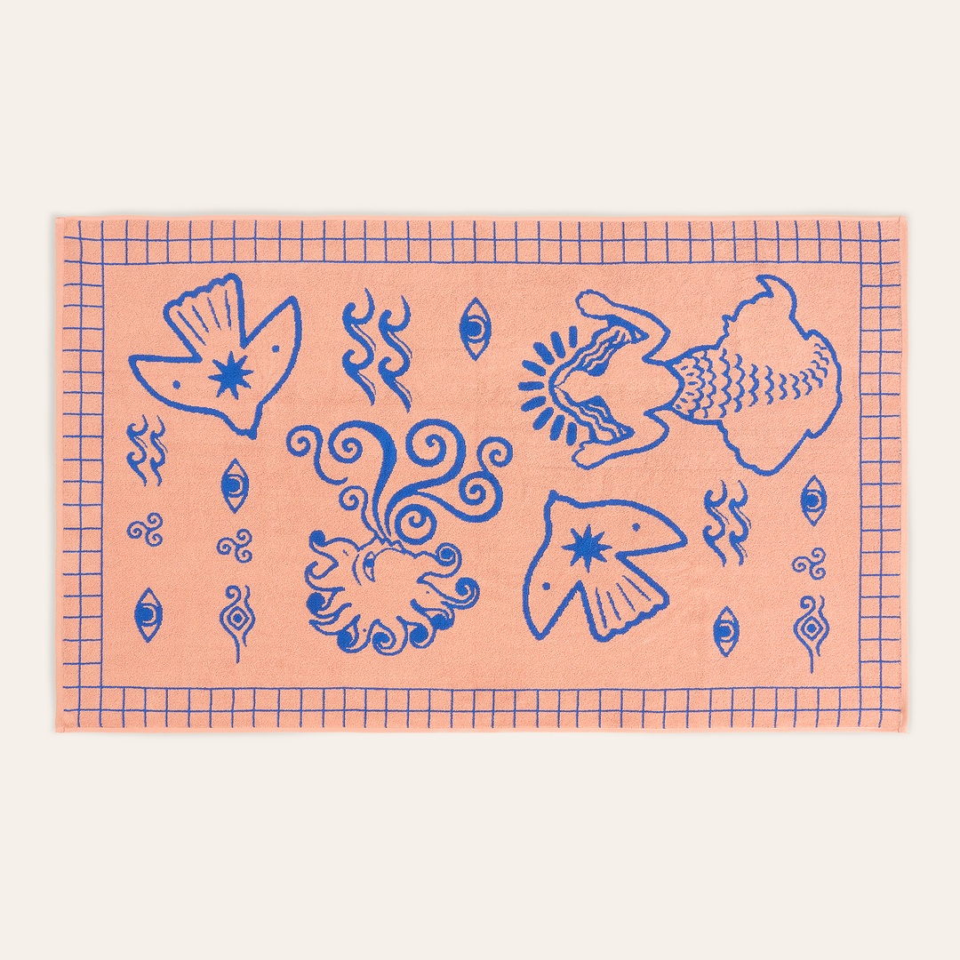 Tabea Pamuk Plaj Havlusu 90x150 Cm Mavi-somon