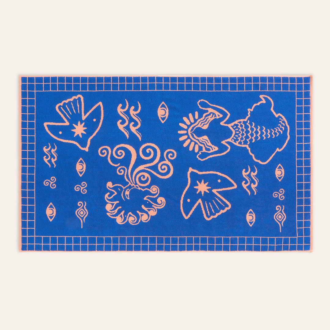 Tabea Pamuk Plaj Havlusu 90x150 Cm Mavi-somon