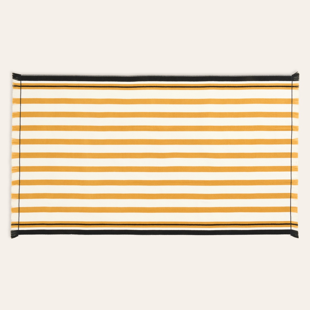 Vıseu Saçaklı Jakarlı Pamuk Plaj Havlusu 90x150 Cm Ekru - Sarı