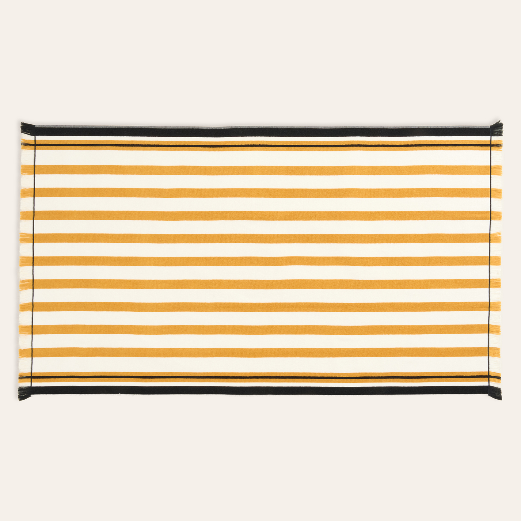 Vıseu Saçaklı Jakarlı Pamuk Plaj Havlusu 90x150 Cm Ekru - Sarı