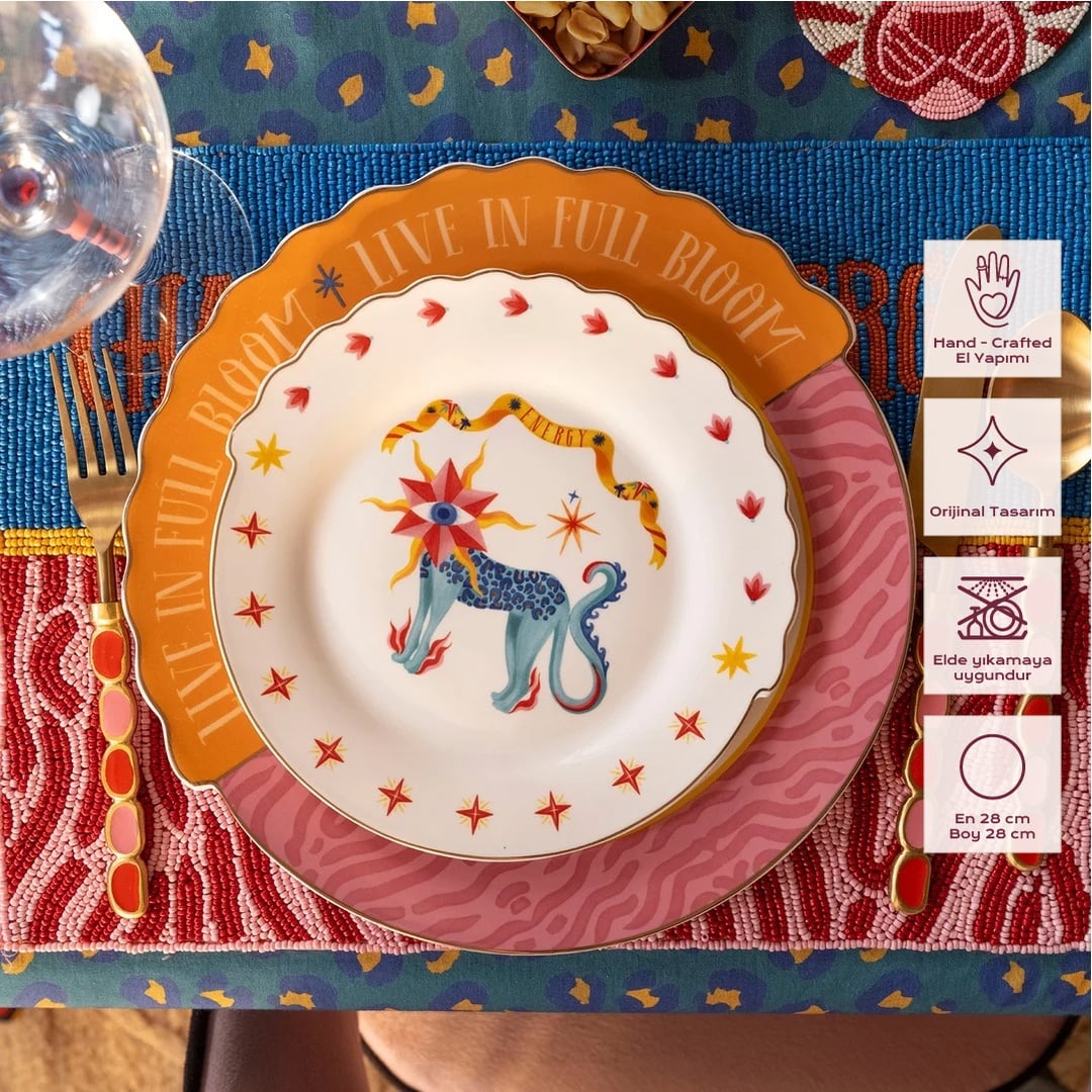 Luohu Porselen Yemek Tabağı 28 Cm Renkli