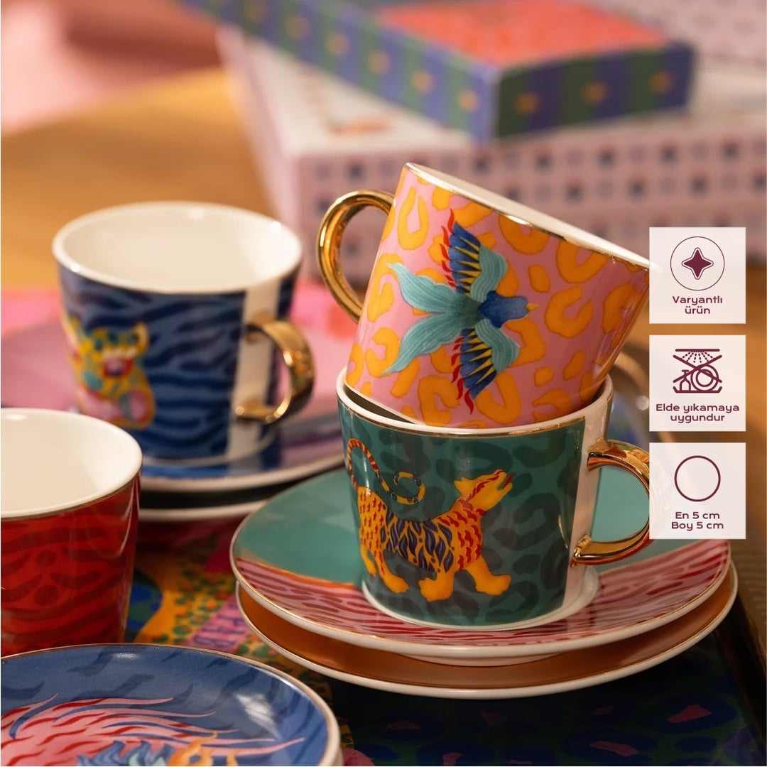 Luohu Porselen Kahve Seti 90 Ml Renkli