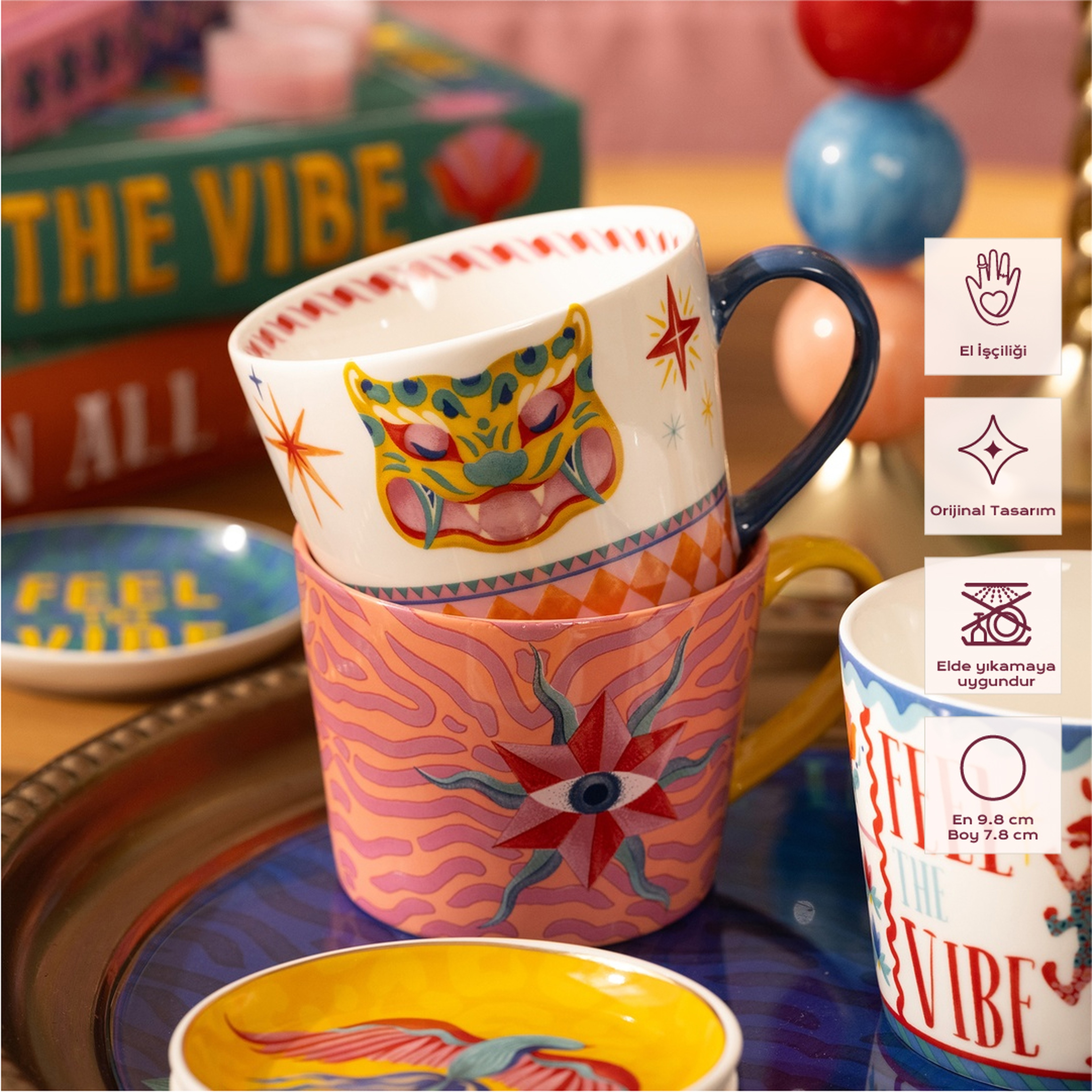 Luohu Porselen Kupa 360 Ml Renkli