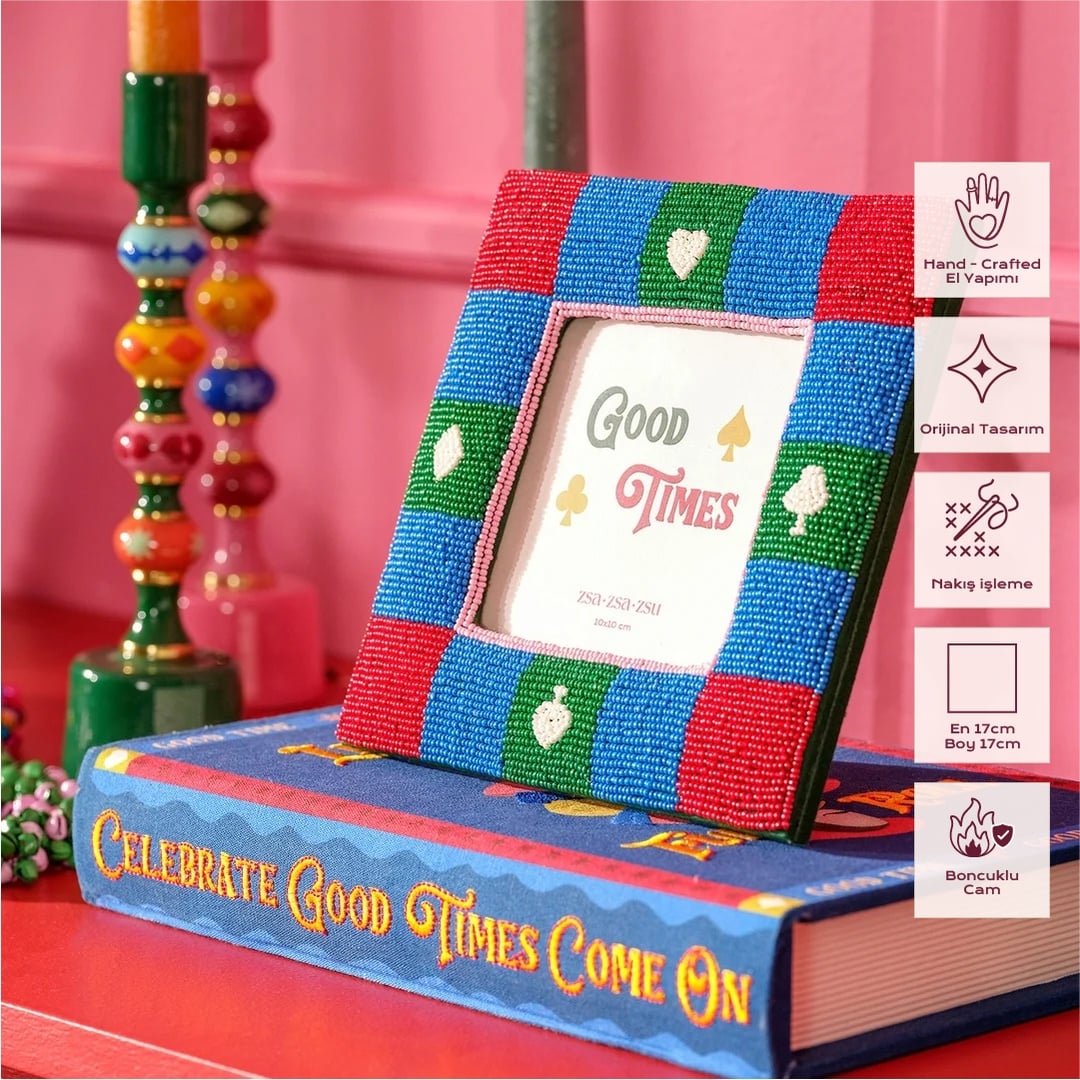 Dadrı Cam Boncuk-ahşap Çerçeve 17x17 Cm Renkli