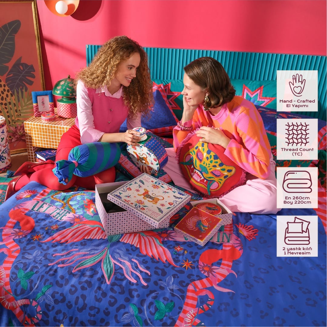 Lahor 300 Tc Pamuk Saten Nevresim Seti 200x220 Cm Mavi