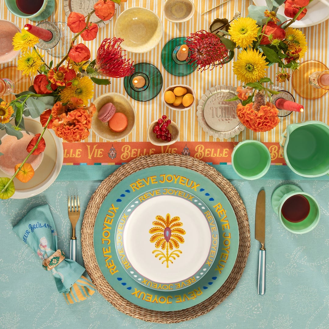 Luohu Porselen Pasta Tabağı 21 Cm Renkli