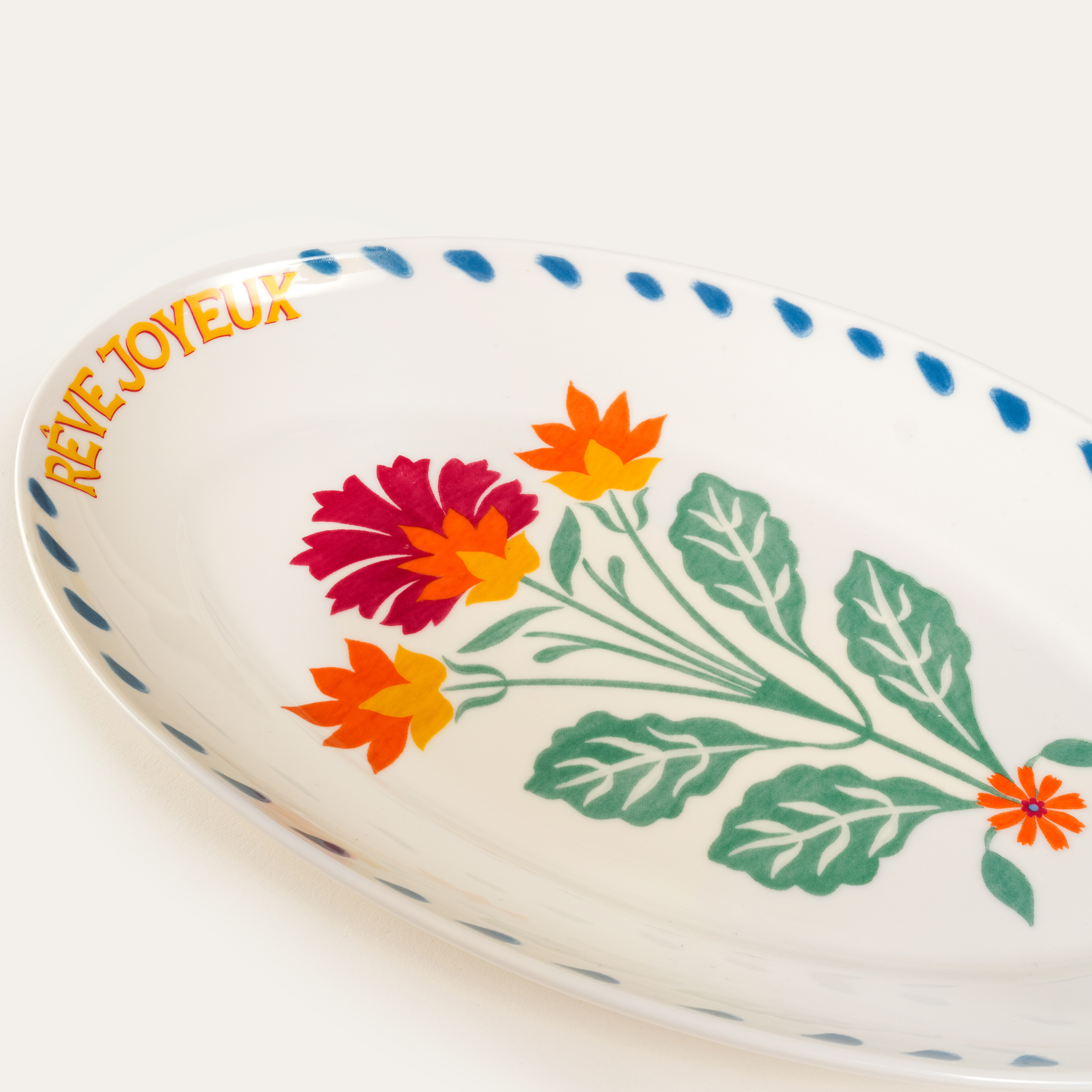 Luohu Porselen Oval Tabak 31x18 Cm Renkli