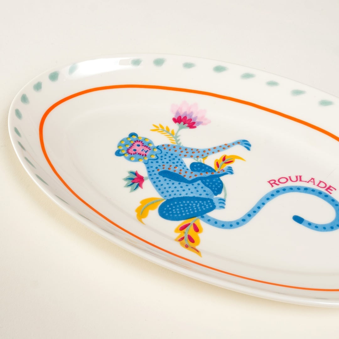 Luohu Porselen Oval Tabak 25x15 Cm Renkli