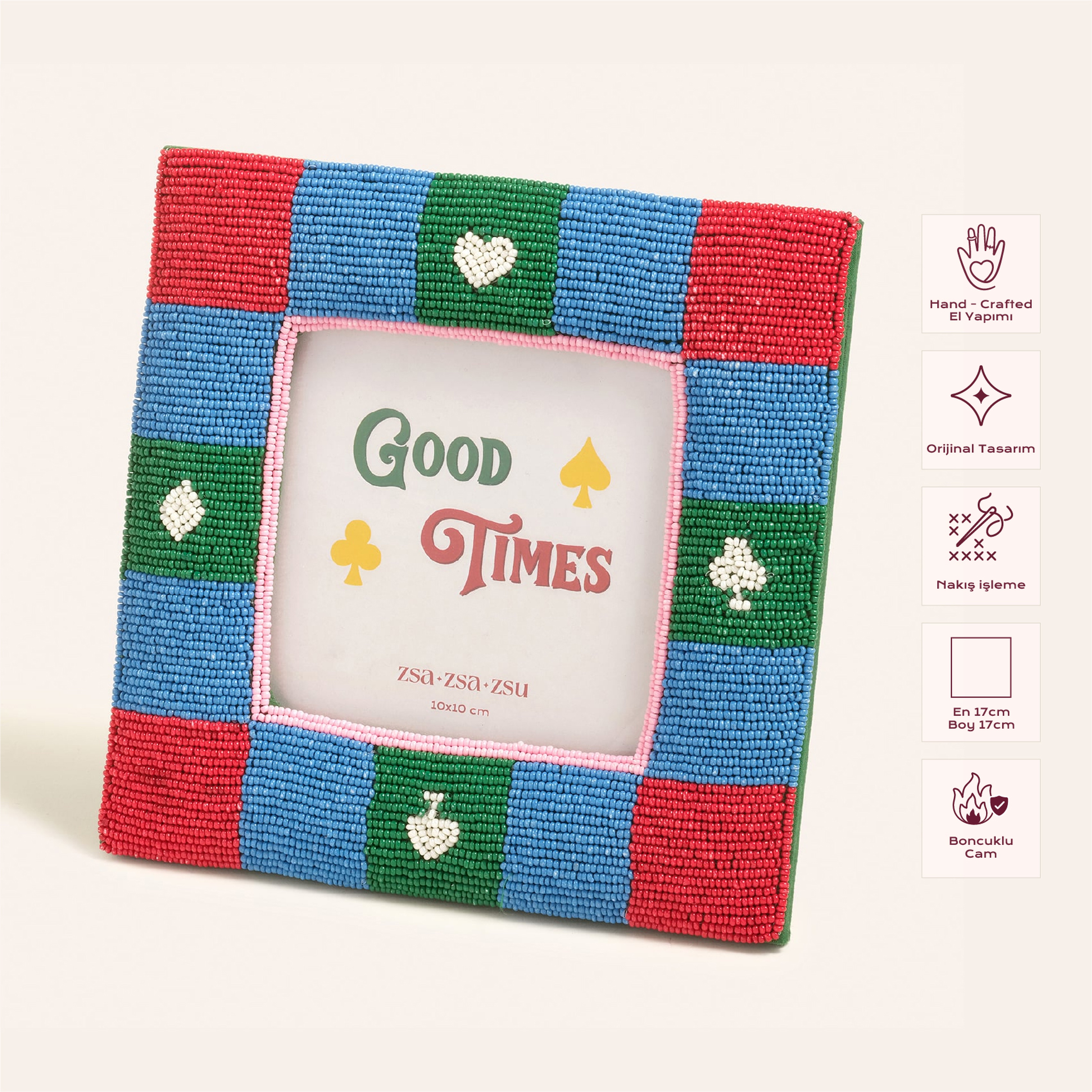 Dadrı Cam Boncuk-ahşap Çerçeve 17x17 Cm Renkli